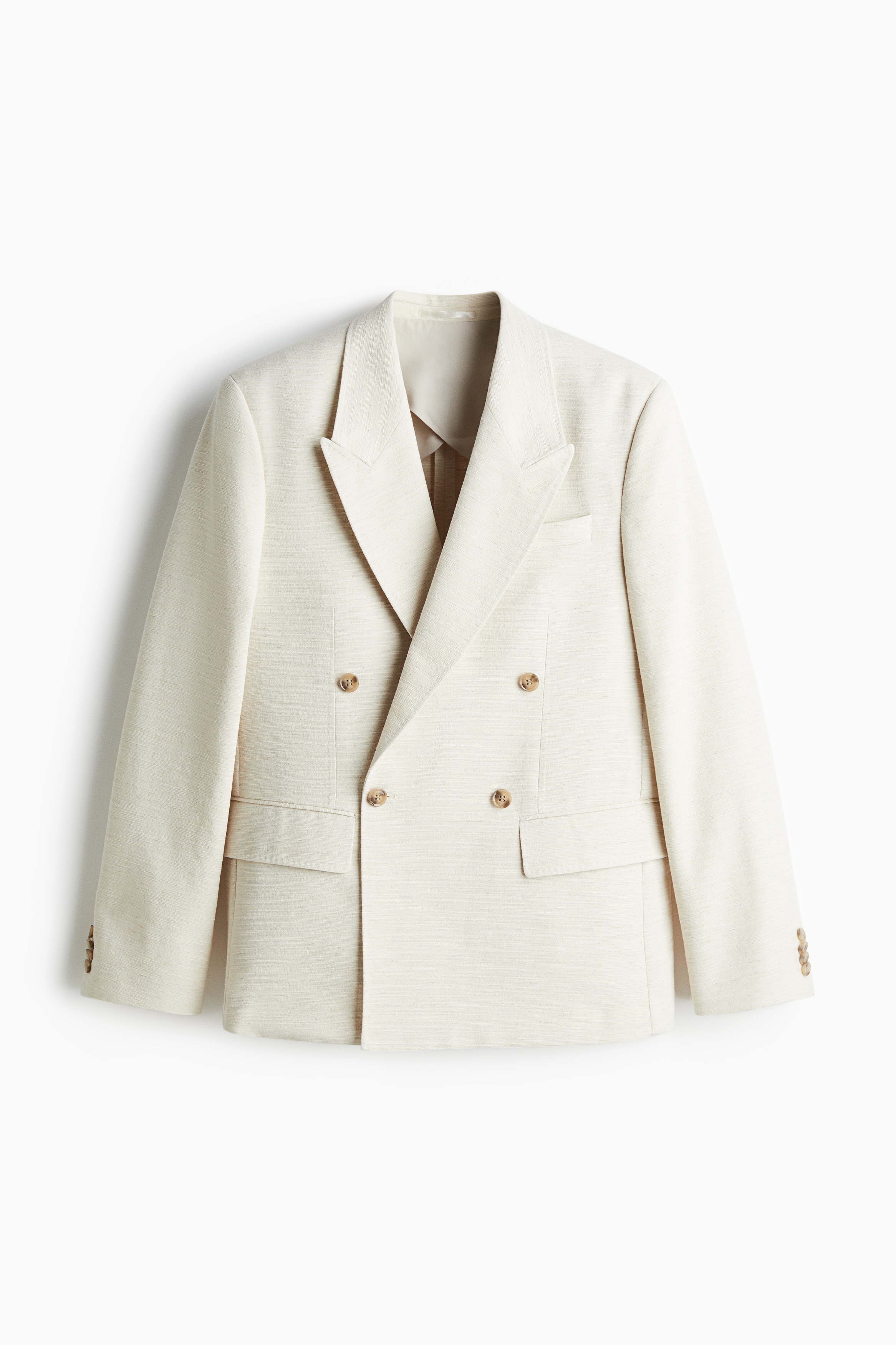 寬鬆剪裁雙排扣外套 - 淺米色