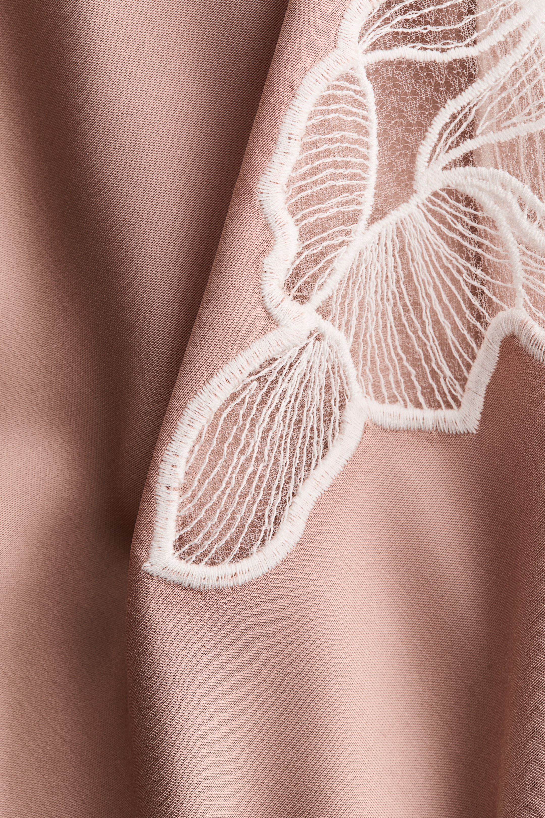 Lace-Detail Satin Dress with Scarf