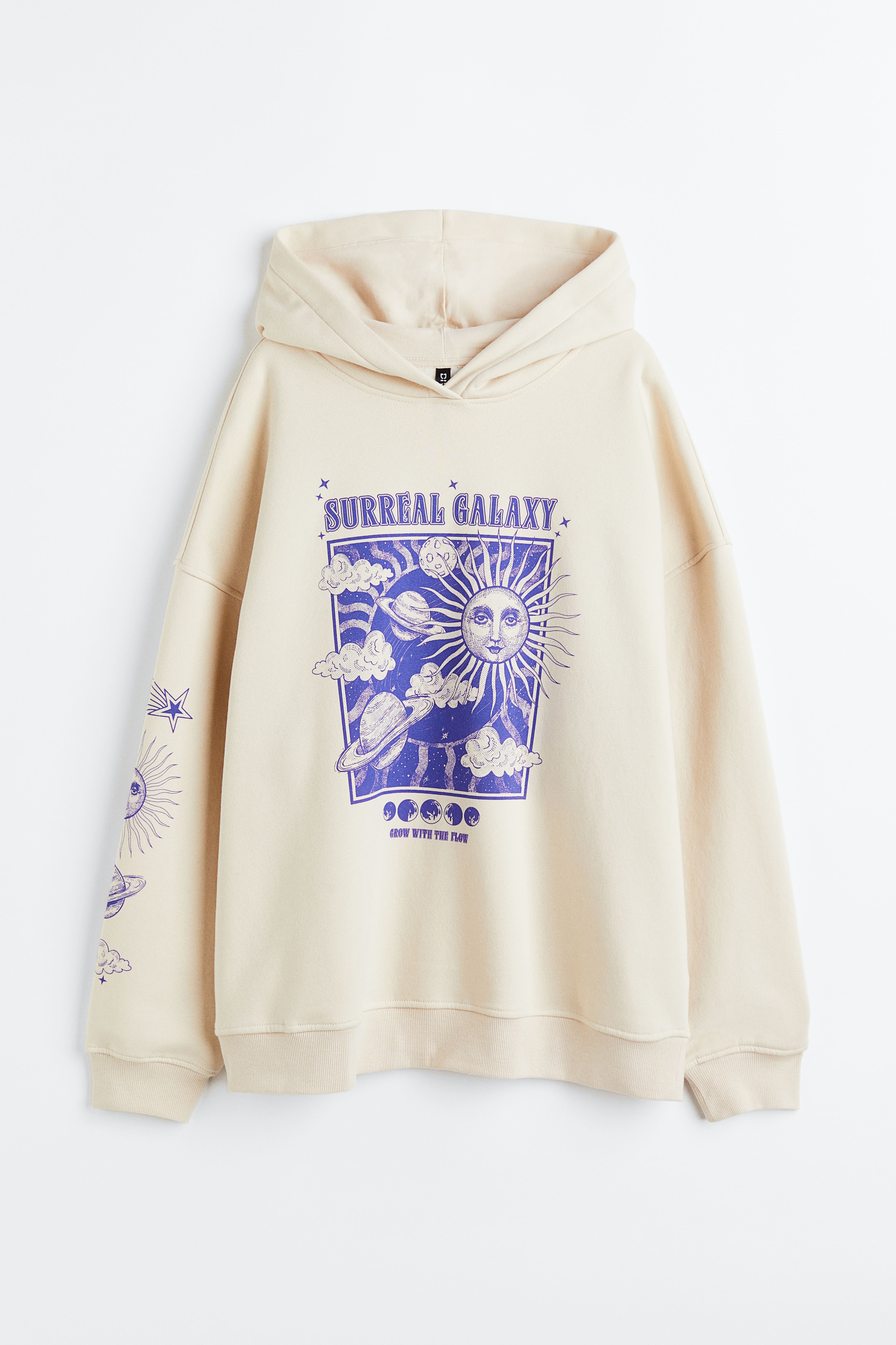 Oversized Printed Hoodie Light beige Surreal Galaxy Ladies H M CA