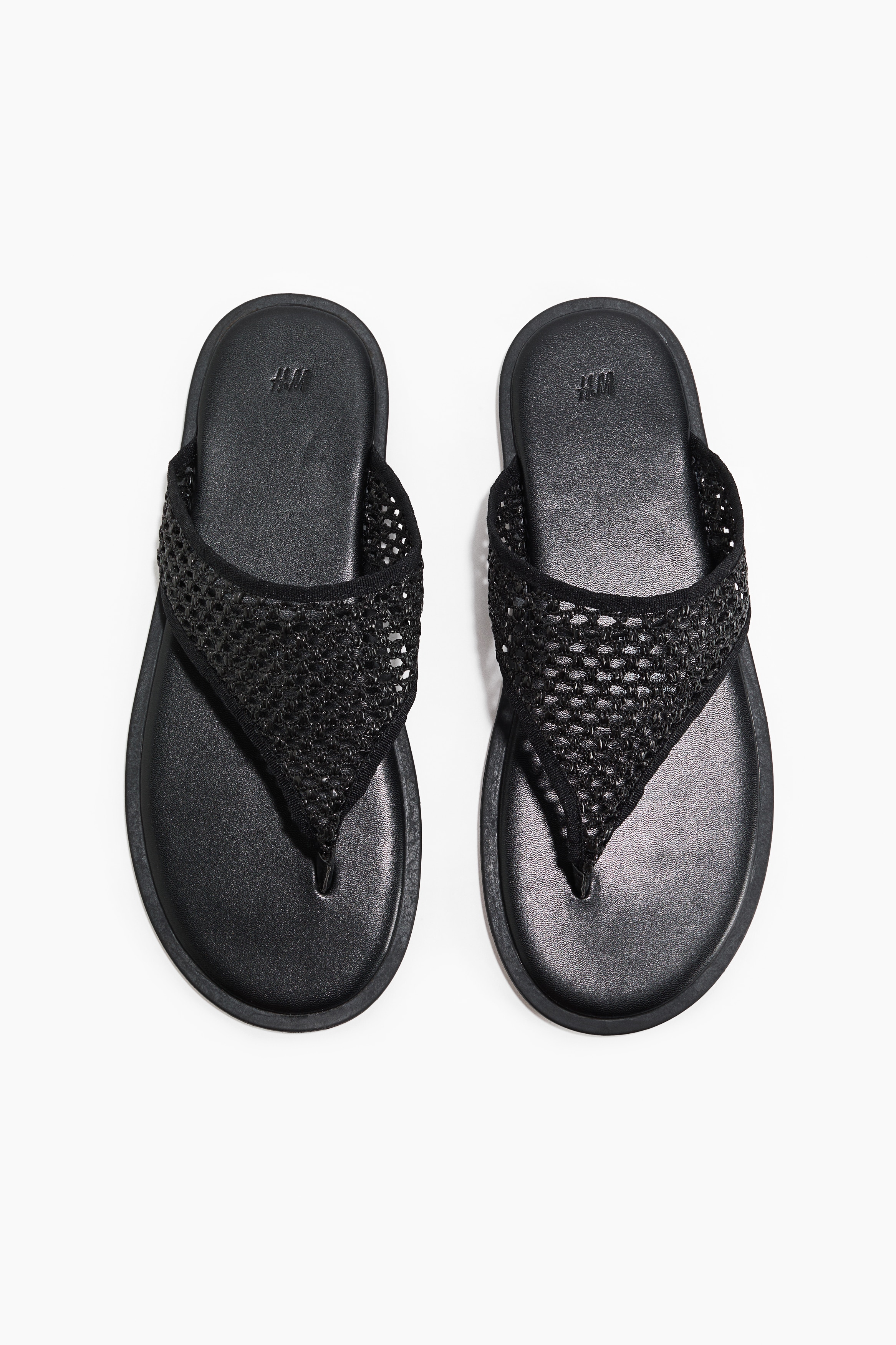 Braided Flip-Flops - Black/Gold-colored