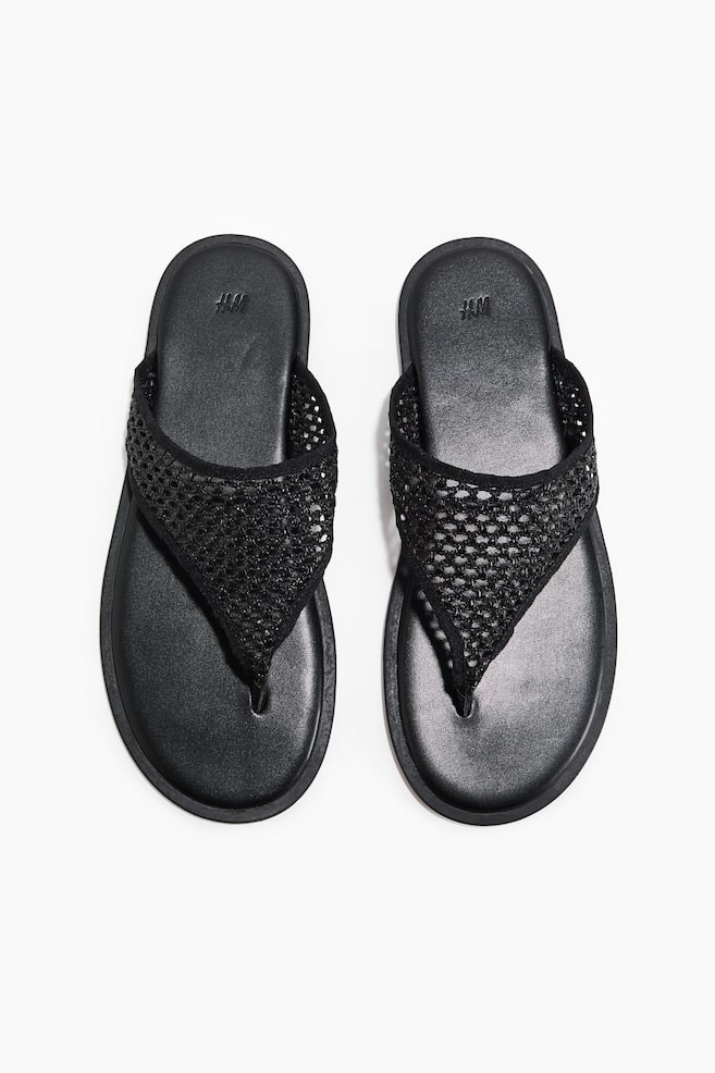 Braided flip-flops - Black/Gold-coloured - 1
