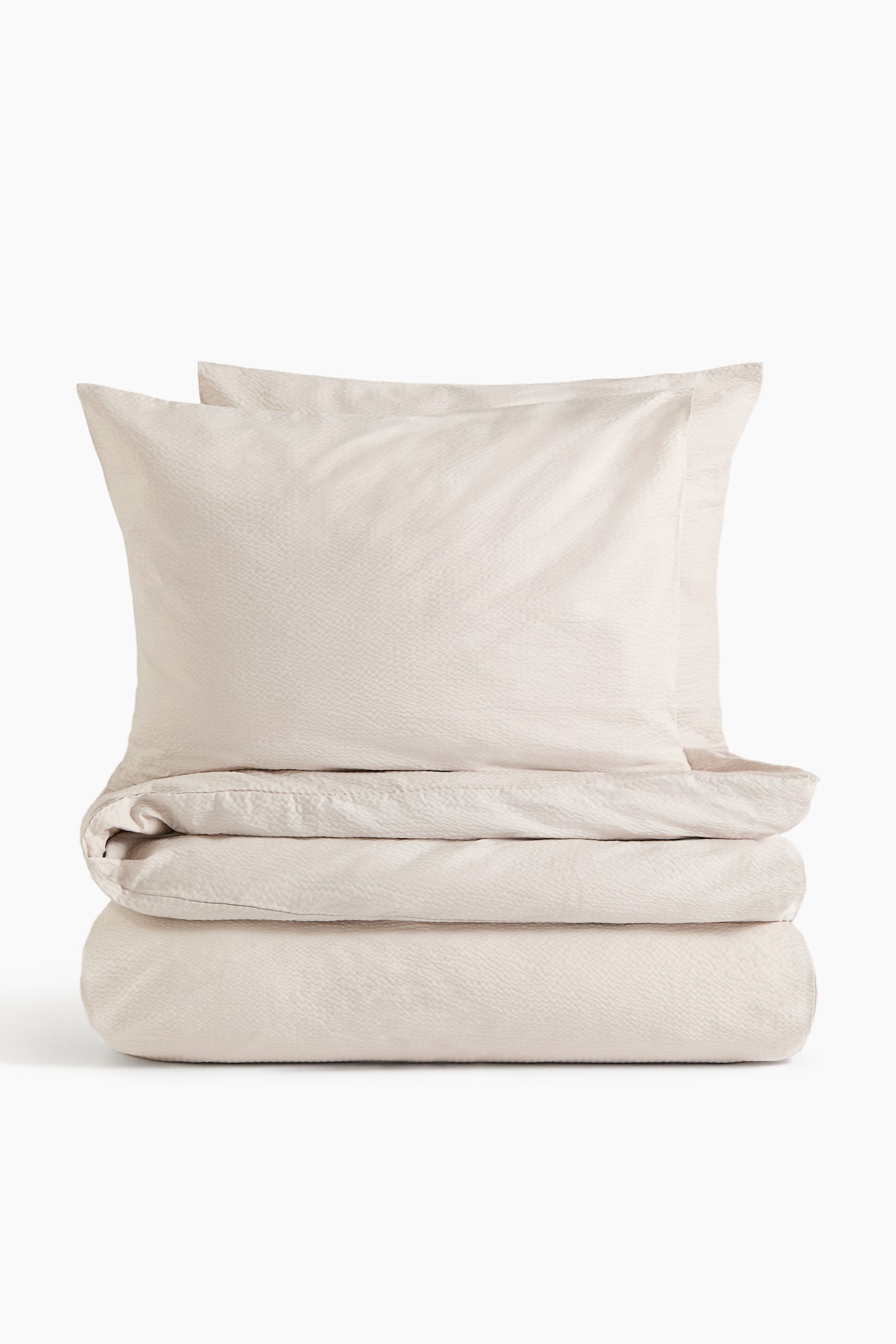 Seersucker double/king size duvet cover set - Light beige/Light yellow/Light beige/Light dusty green/Dark dusty pink/White/Light blue/Dark beige - 1