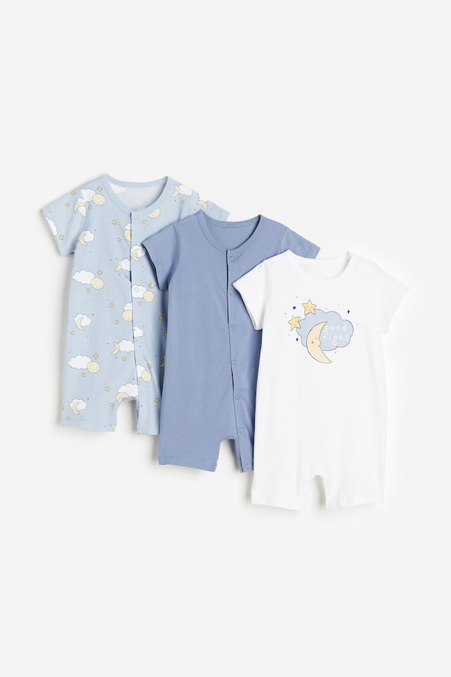 3-pack cotton pyjamas - Light blue/Clouds/Light yellow/Ice cream/Blue/Whales/Light turquoise/Patterned/dc/dc/dc - 1