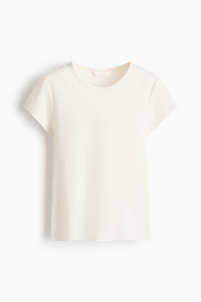 Cotton T-Shirt - White/Dusty pink - 1