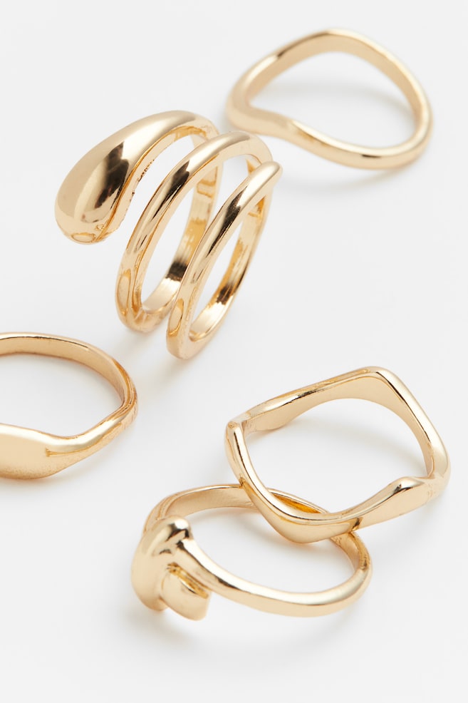 5-pack rings - Gold-coloured - 2