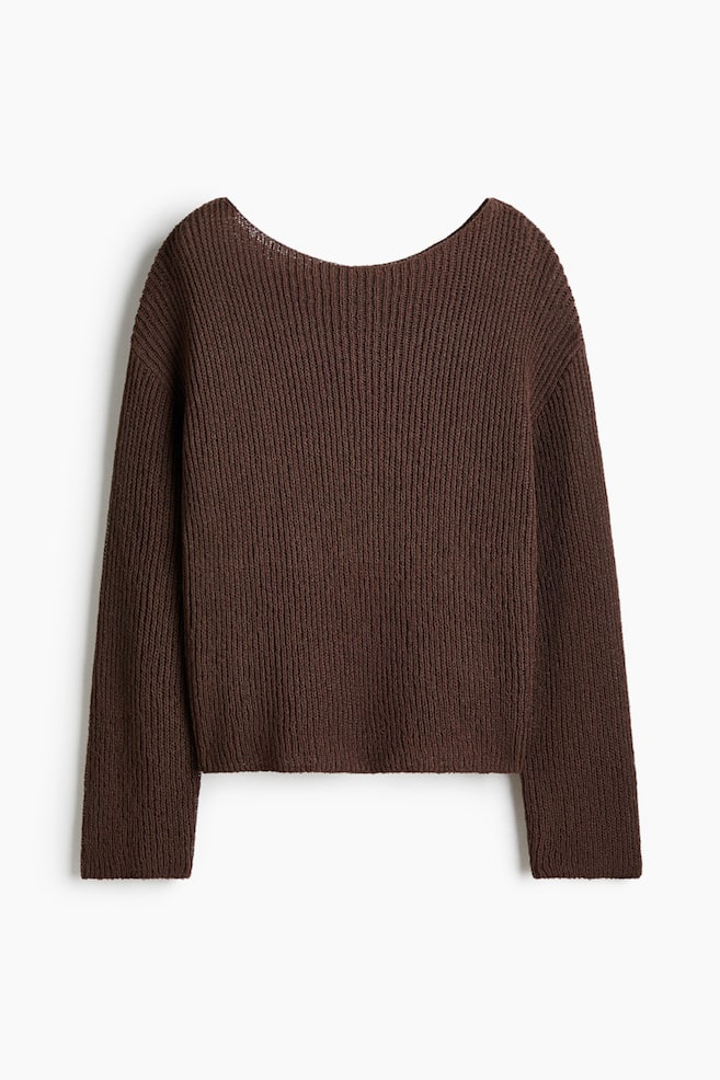 Pullover con scollo a barca - Marrone scuro - 1