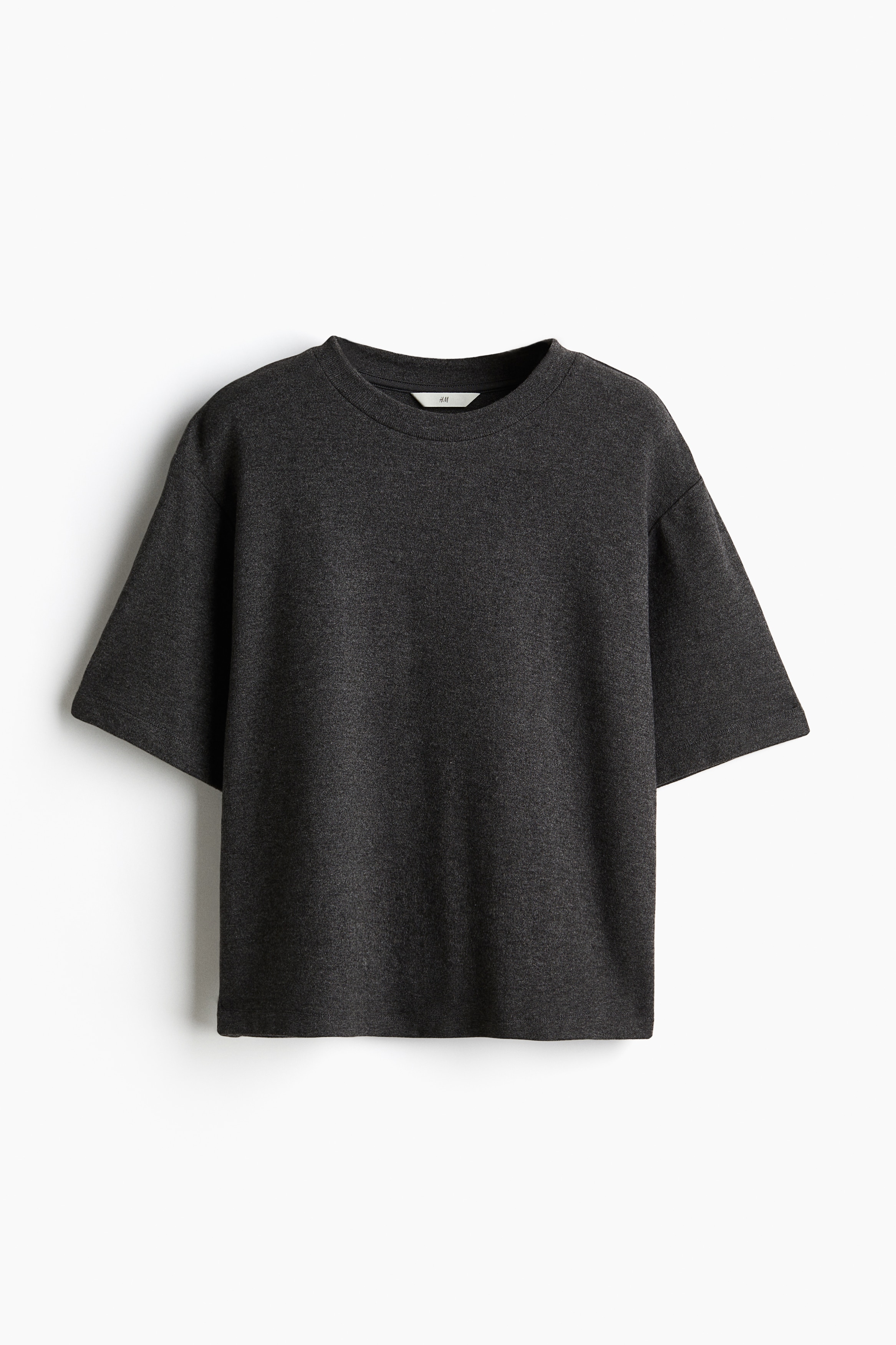 Femme - T-shirt en maille fine Gris foncé chiné - Size: L  - H&M