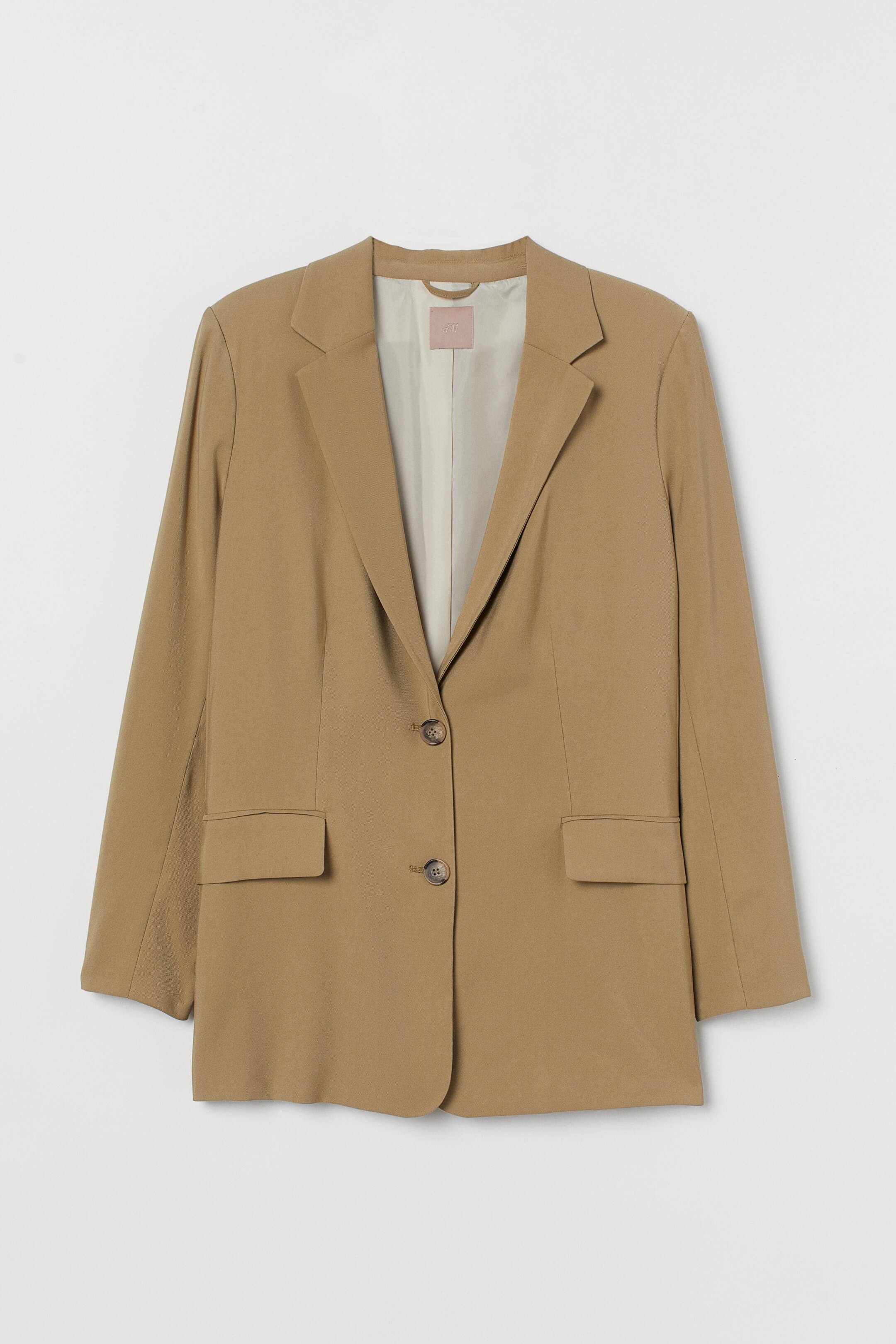 이미지 확대 보기: H&M+ 비스코스 블렌드 재킷 - 다크 베이지 - 여성 | H&M KR 1