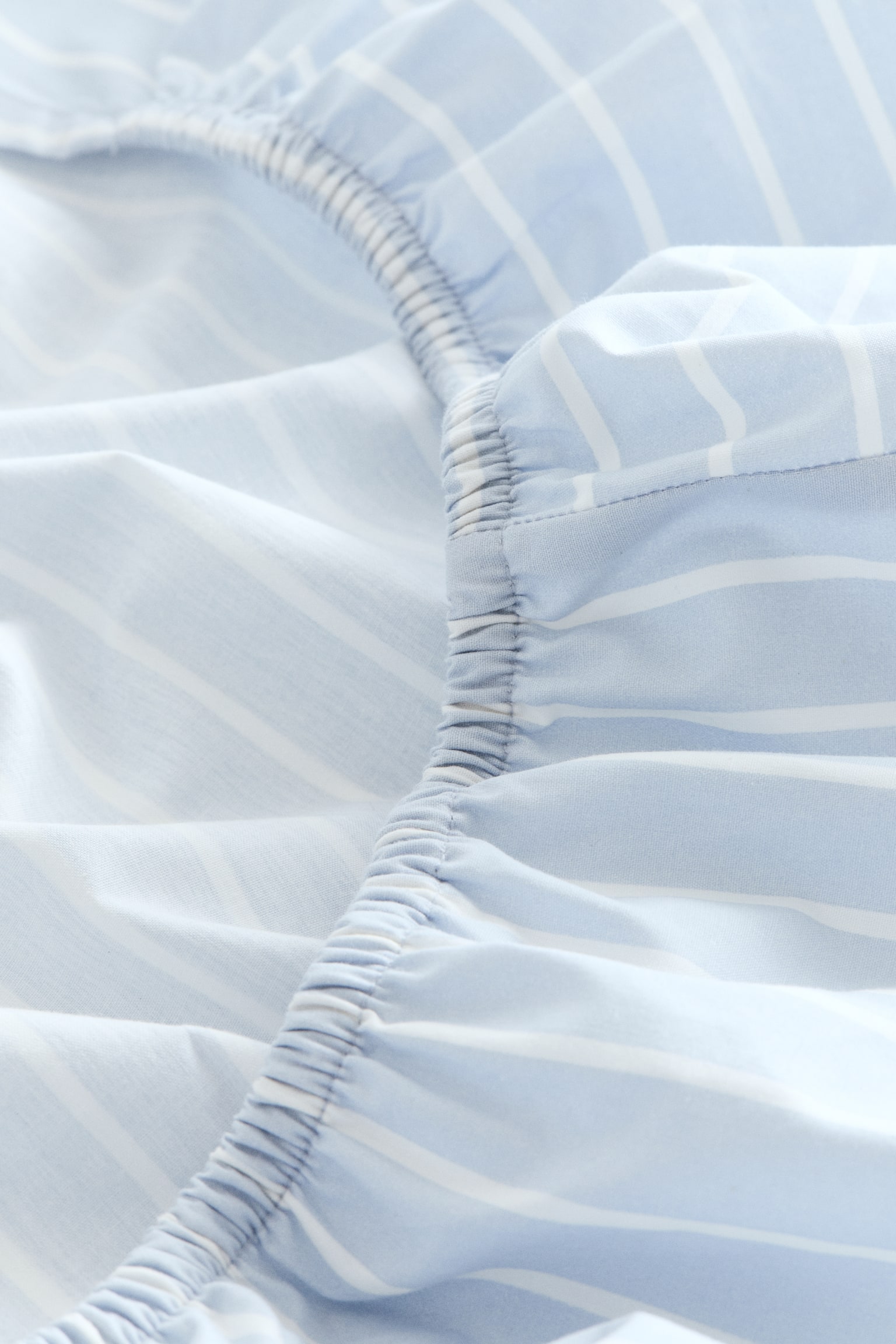 Cotton percale cot fitted sheet - Light blue/Striped/Light beige/Striped/Light pink/Striped - 4