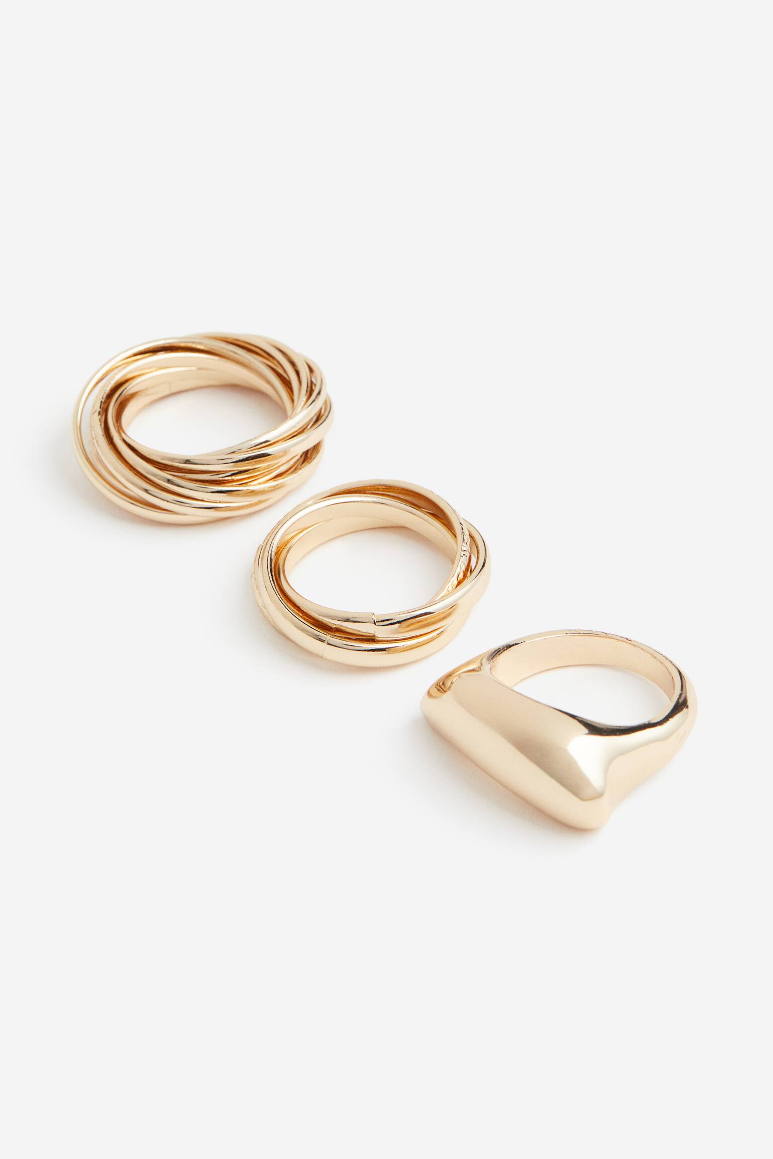 3-pack Rings - Gold colour - 2