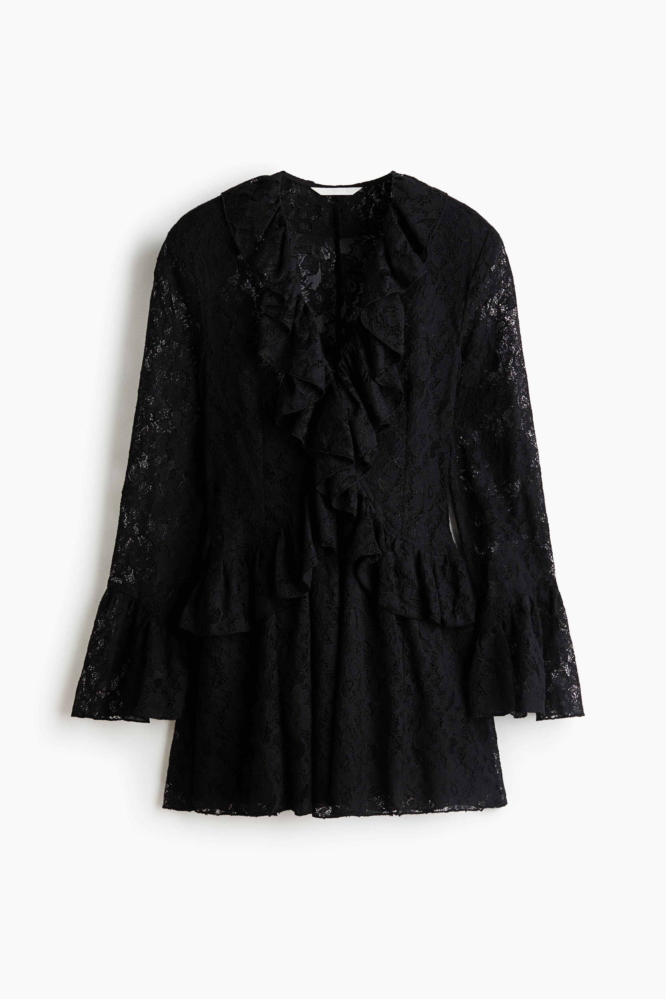 Frill-trimmed lace dress