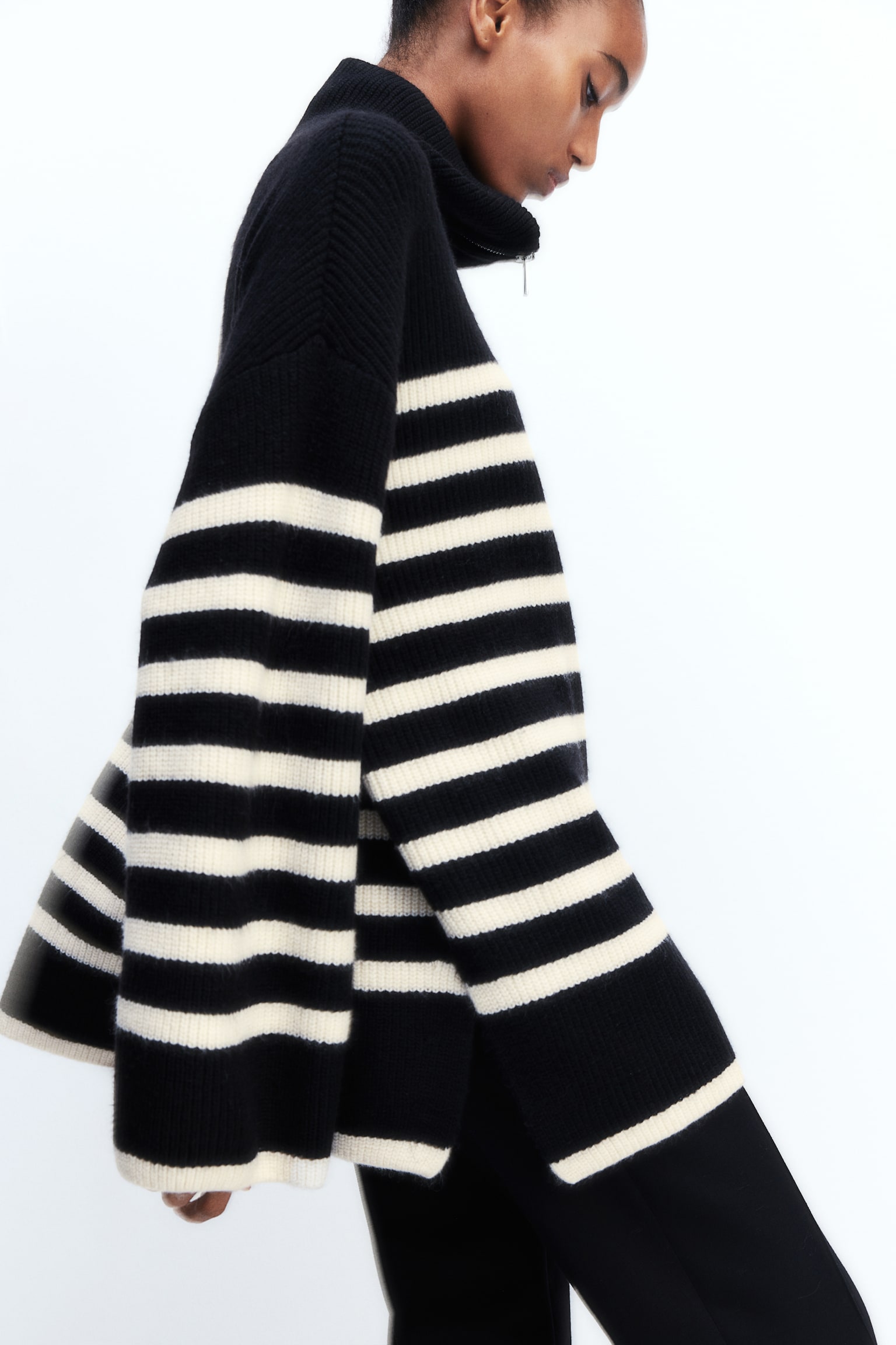 Zip-top rib-knit jumper - Black/Striped/Brown/Pigeon blue/Light beige marl/Grey marl/Navy blue - 5