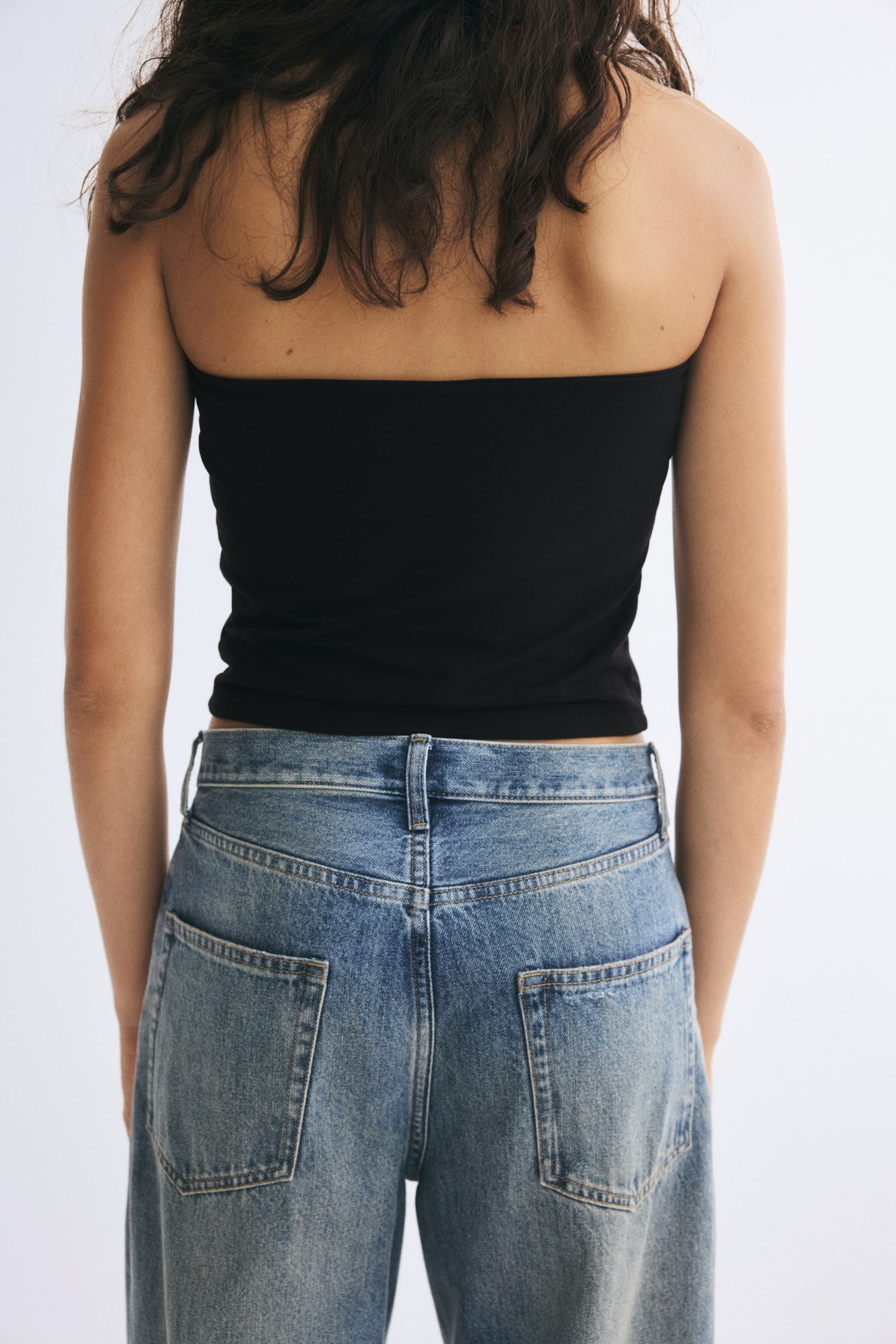 Женский топ H&M Cotton Tube Top, цвет: Чёрный — фото 4