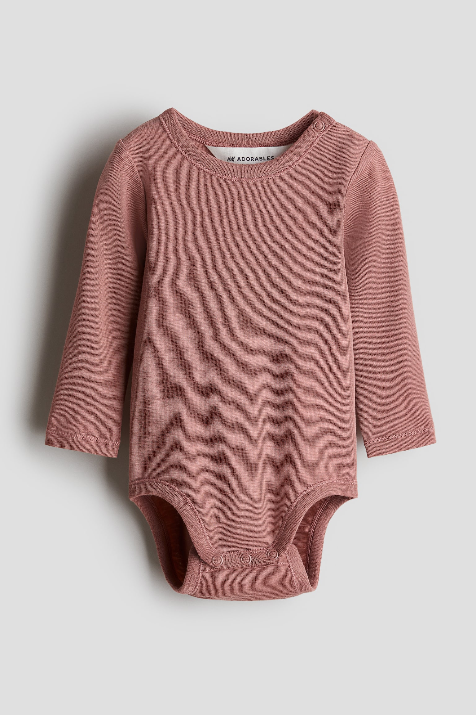 Wool jersey bodysuit - Dark dusty pink/Light beige/Dark grey - 1