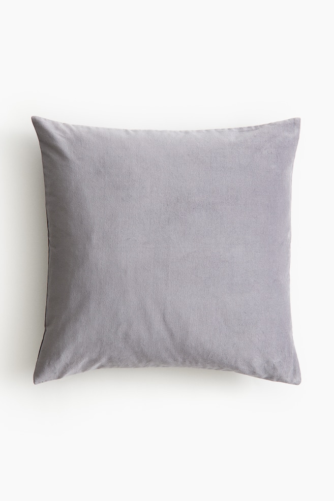 Cotton Velvet Cushion Cover - Light gray/Light yellow - 1