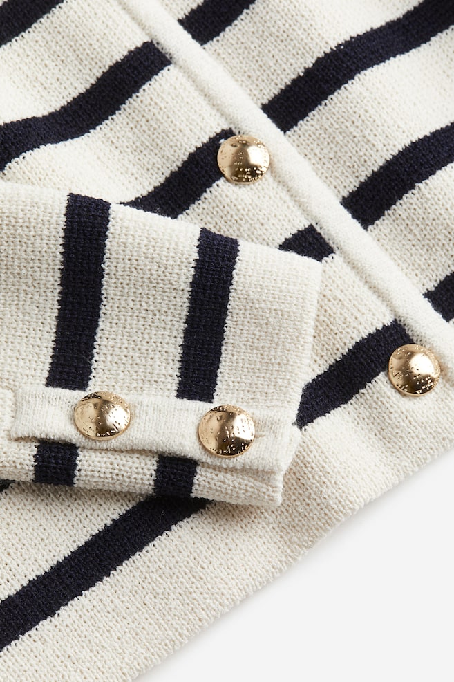 Knitted cardigan - Cream/Blue striped/Black/Striped/White/Beige striped - 3