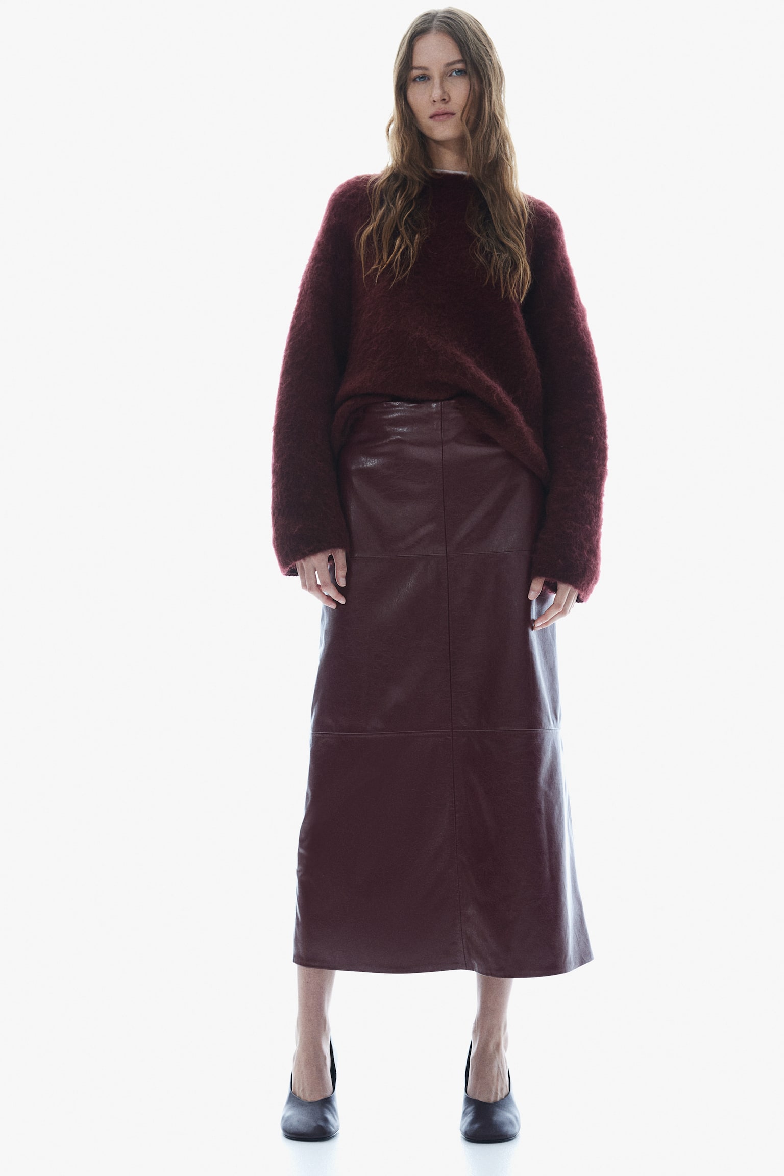 Coated skirt - Burgundy/Dark brown - 6