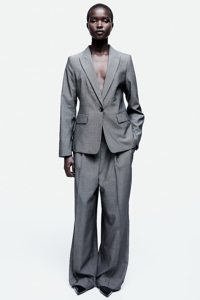 Wide twill trousers - Dark grey/Black/Black/Pinstriped - 1