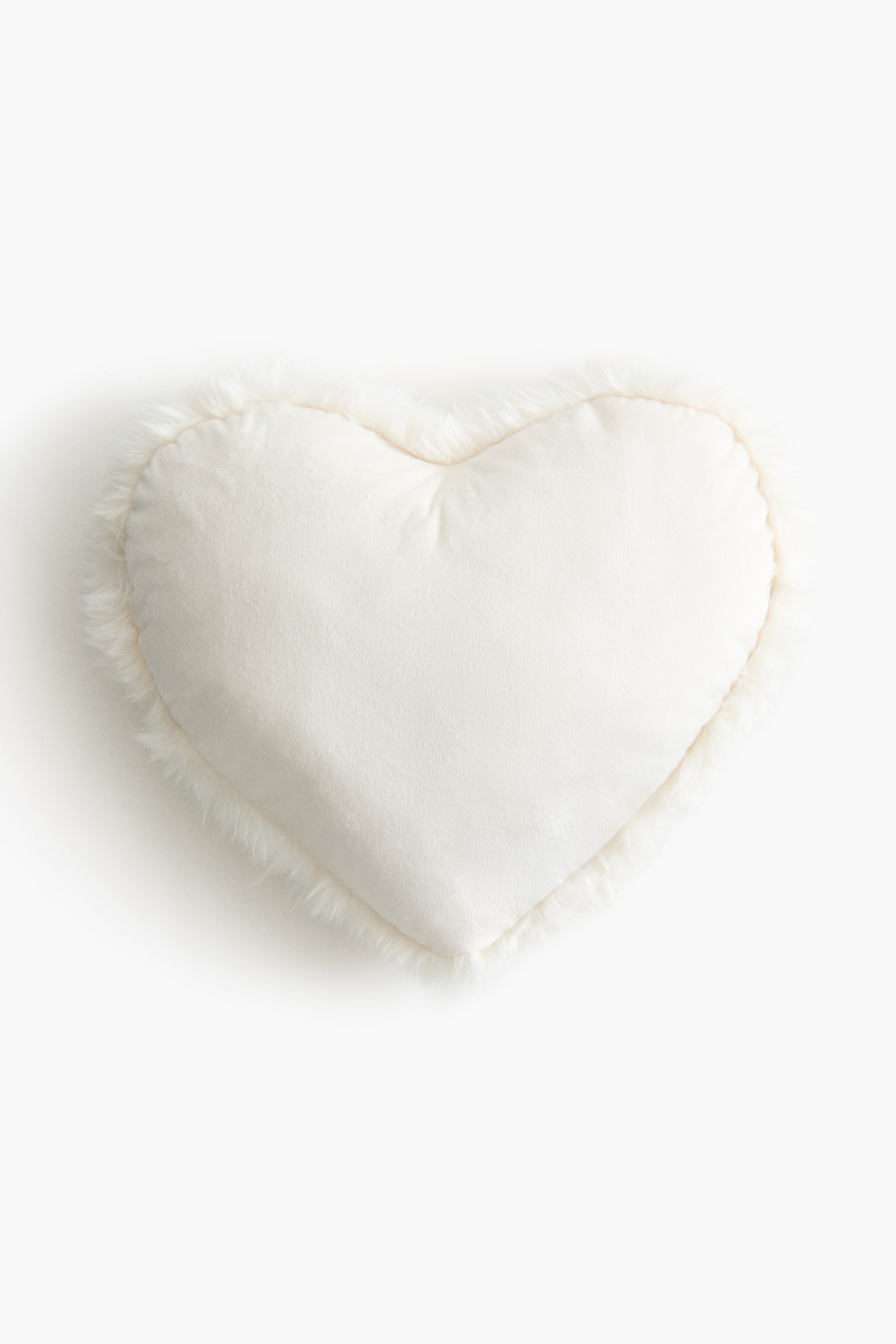 Fluffy Heart-Shaped Cushion - White - 5