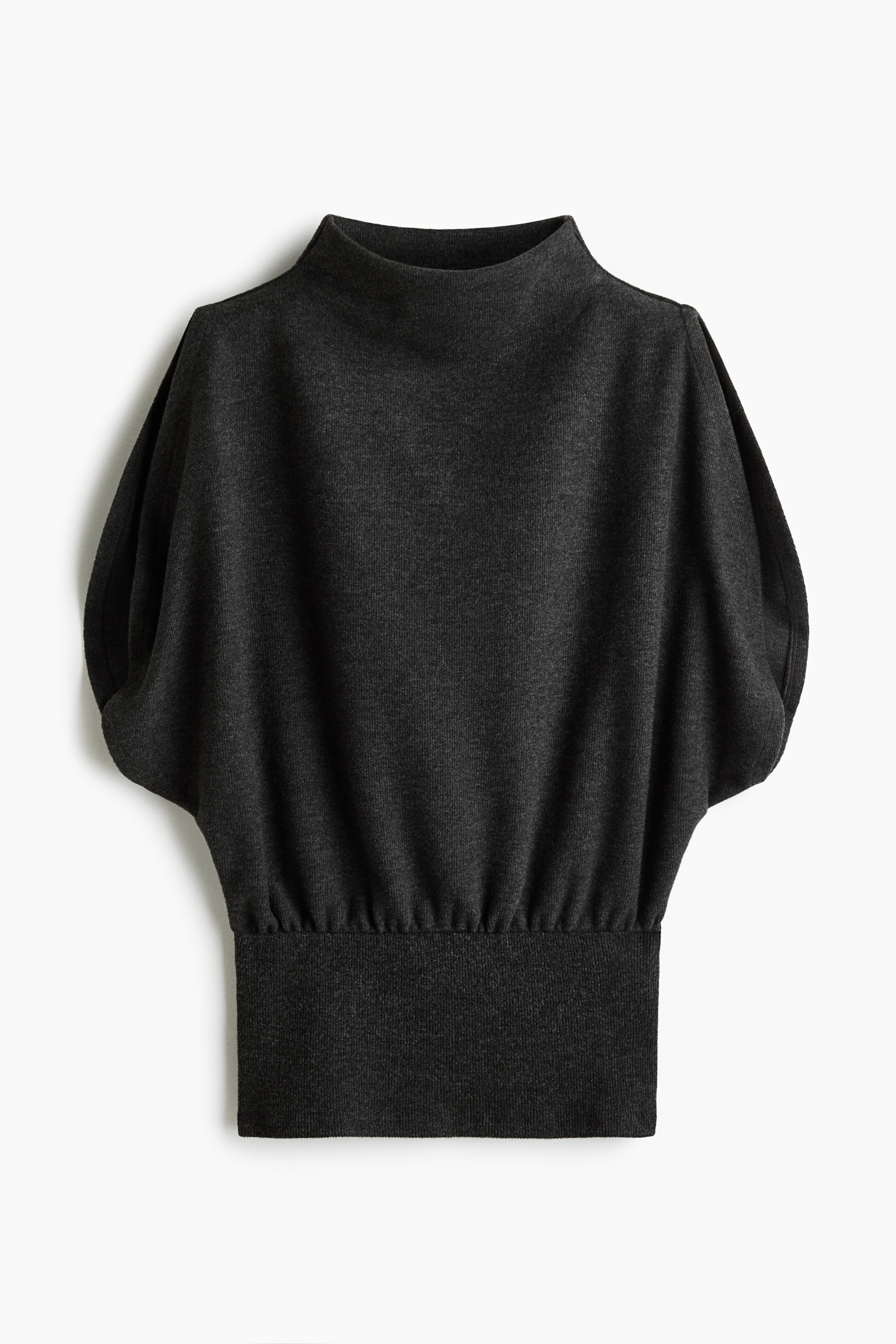 Gestricktes Turtleneck-Shirt - Dunkelgraumeliert