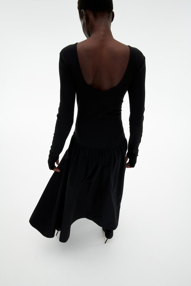 Flared-skirt dress - Black - 5