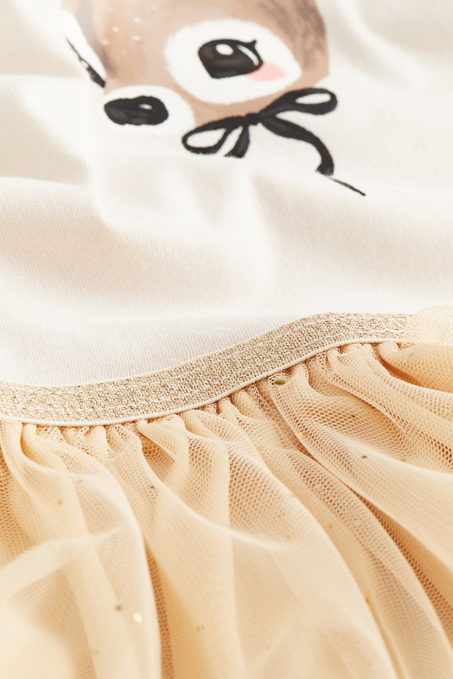 Tulle Skirt Jersey Dress - Cream/Reindeer/Dusty pink/Smile Everyday - 2