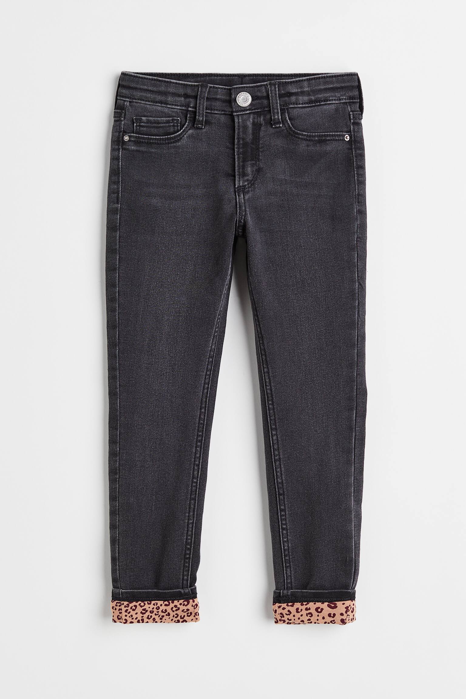 Skinny Fit Lined Jeans - Black - 1