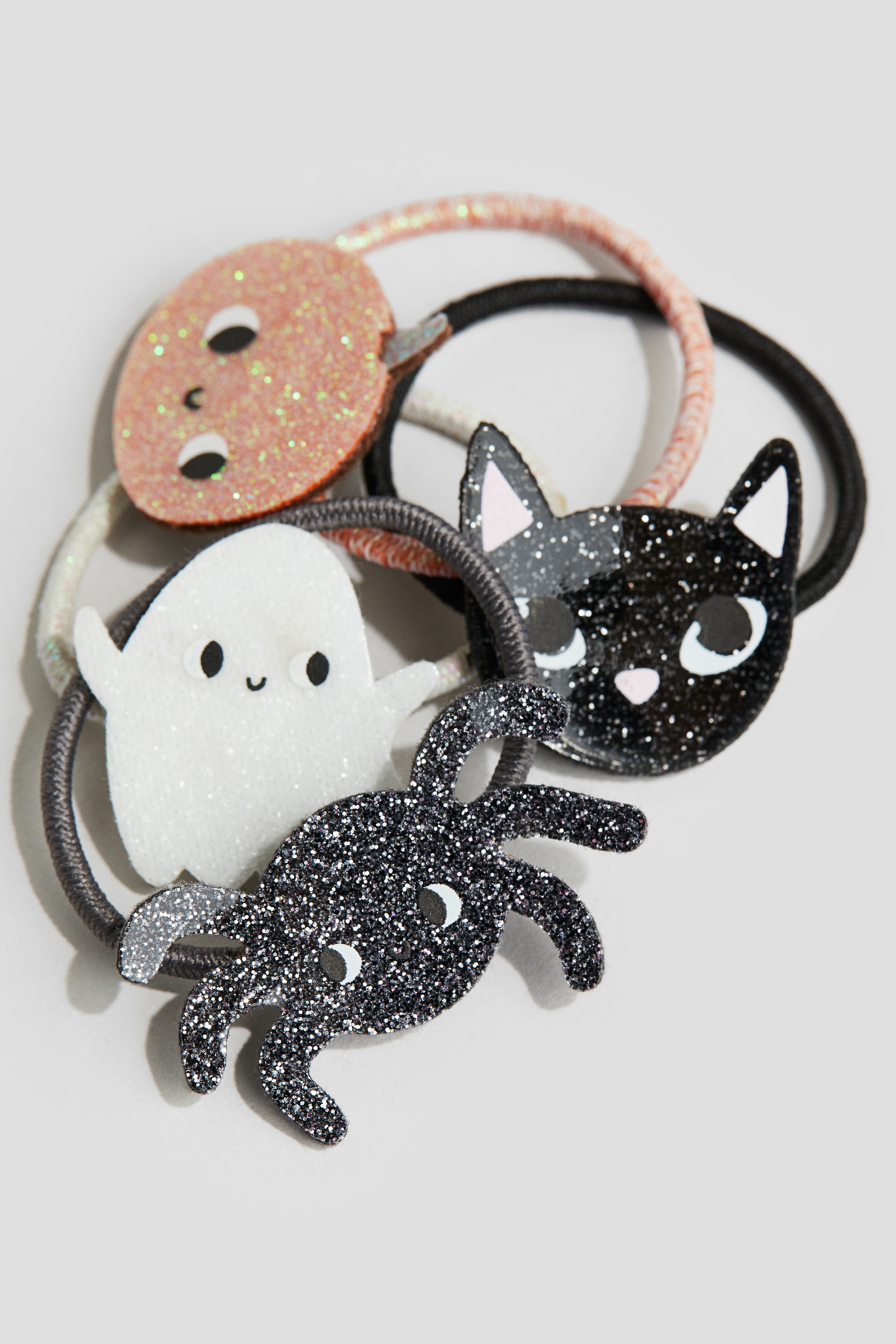 Halloween-Haargummis Für Damen & Mädchen – Mit Mond, Stern & Mais-Motiven, 2 Stück, Schwarz/orange