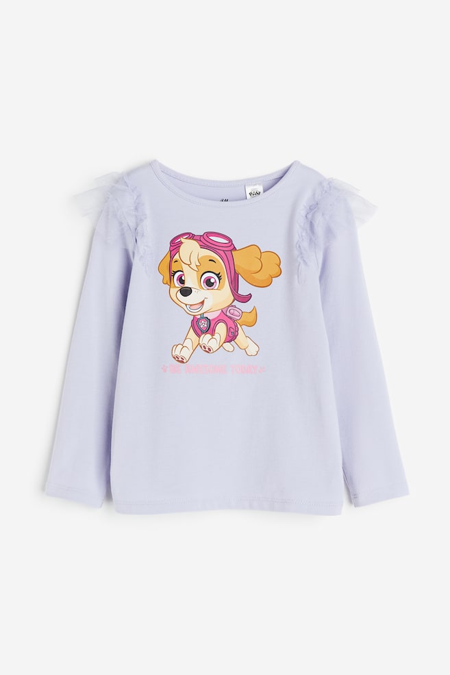 Top med flæsekant og tryk - Syrenlilla/Paw Patrol/Lys rosa/Hello Kitty/Hvid/Minnie Mouse/Sort/Minnie Mouse/dc - 1