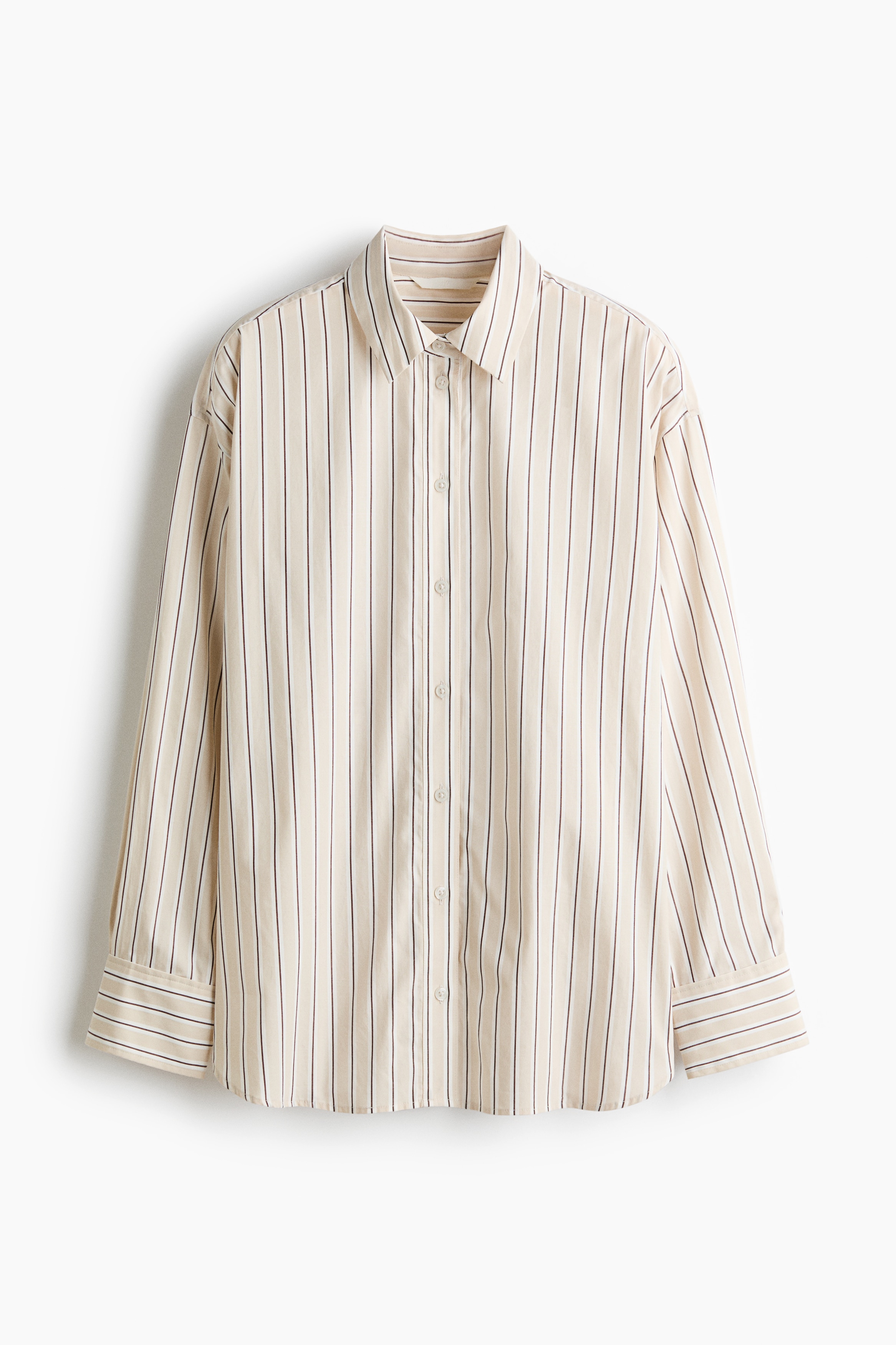 Oversized Poplin Shirt - Light beige/striped/Dusty pink/striped/Cream/striped