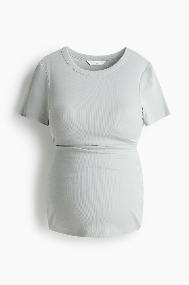 MAMA Top côtelé - Vert sauge clair/Grège clair/Blanc/Jaune pâle/Noir/Rose clair - 1