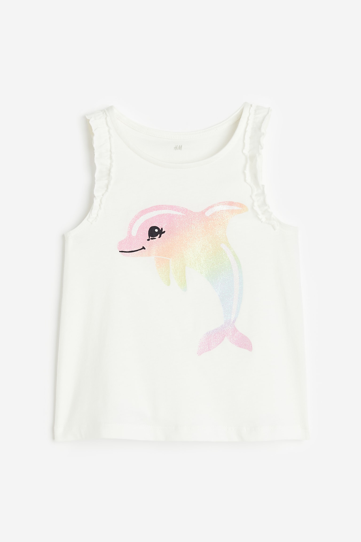 Frill-trimmed vest top - White/Dolphin/Pink/Ice cream cone - 1