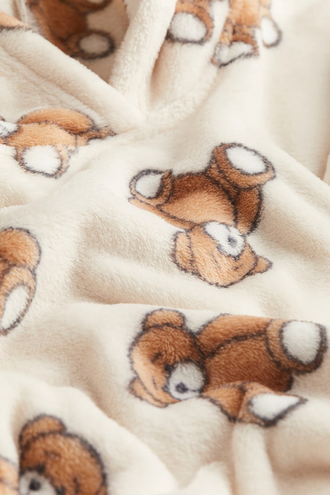 Hooded pile blanket - Natural white/Teddy bears - 2