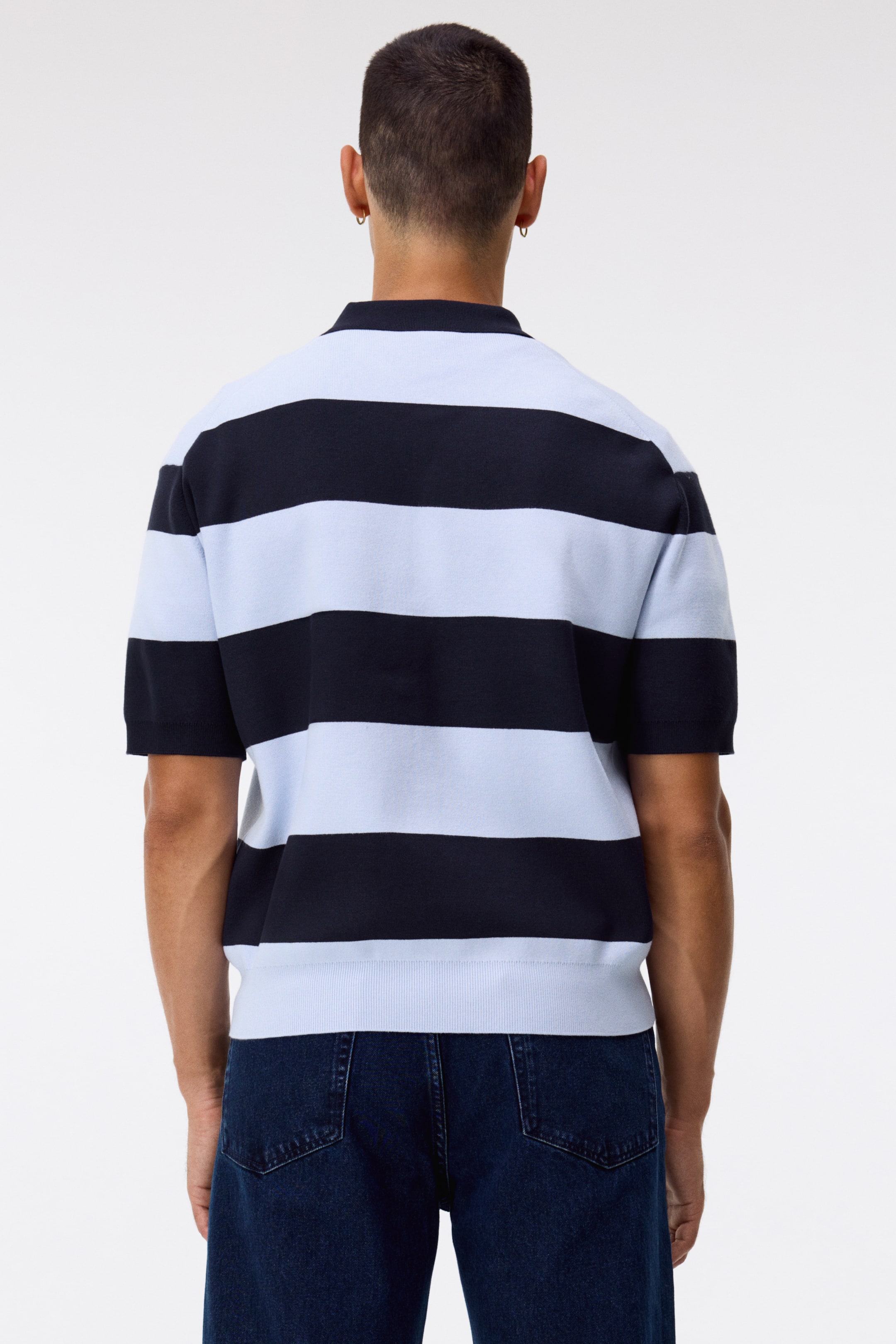 View larger image: Regular Fit Polo shirt - Navy blue/Striped - Men | H&M SG 4