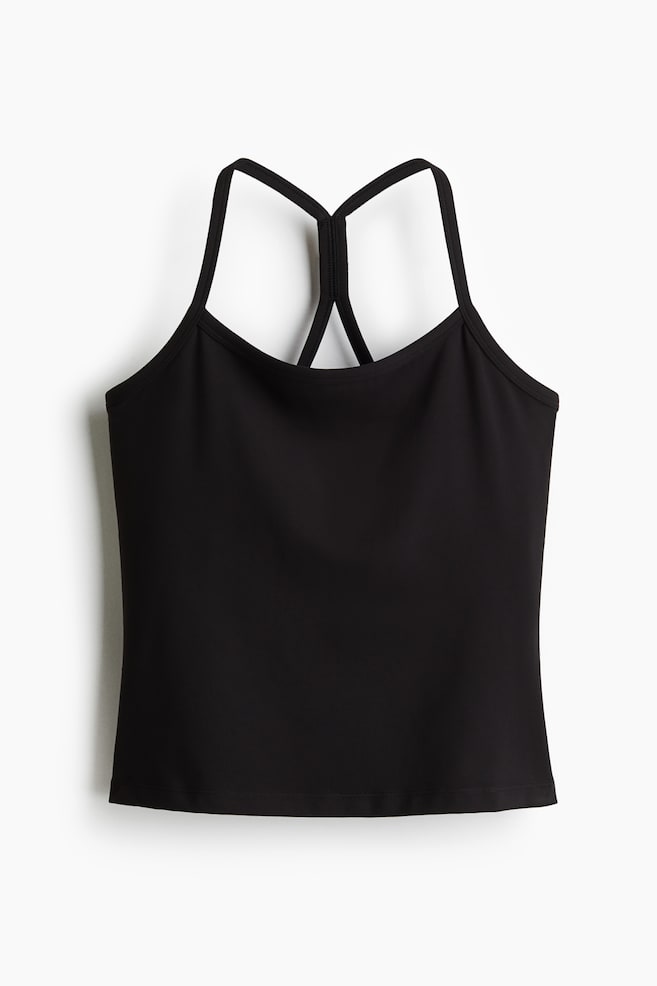 Integral-bra sports strappy top with SoftMove™ - Black/Blush pink/Dark clay grey/Soft pink/White/Aubergine purple/Navy blue - 1