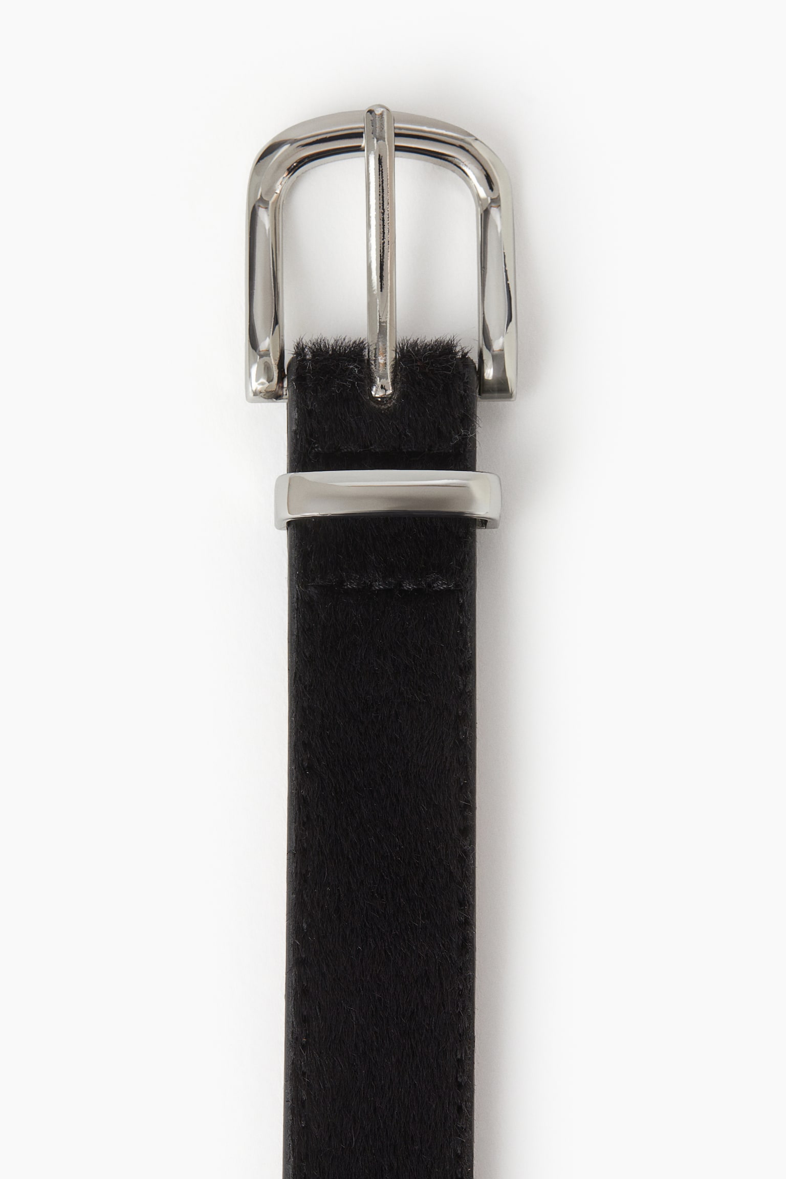 Fuzzy-detail leather belt - Black - 4