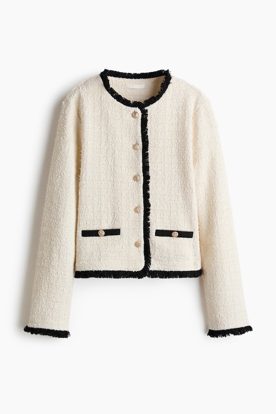 Женские куртки H&M Bouclé-Knit Jacket with Fringe