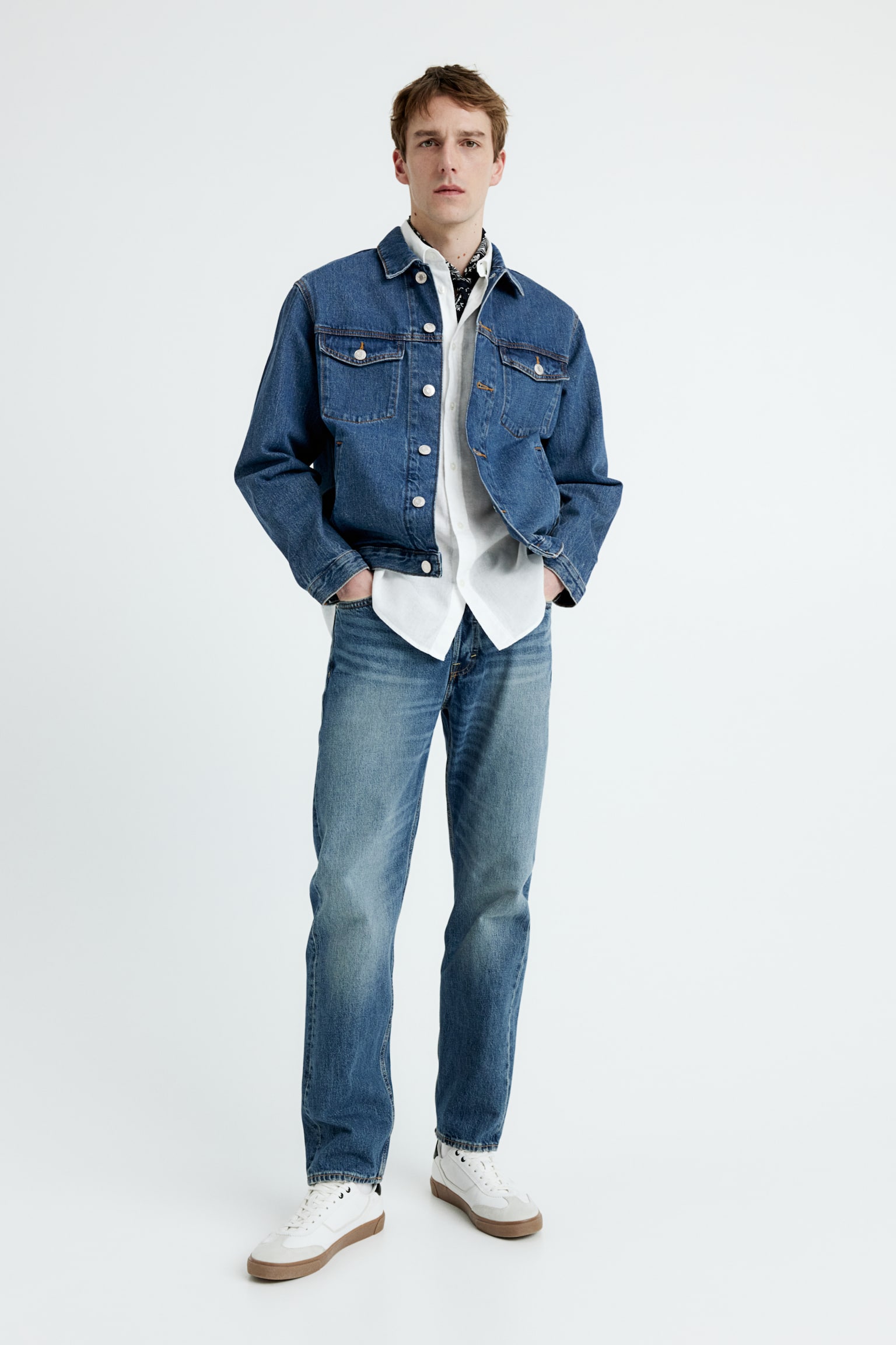 Regular Fit Denim Jacket - Dark denim blue/White - 5