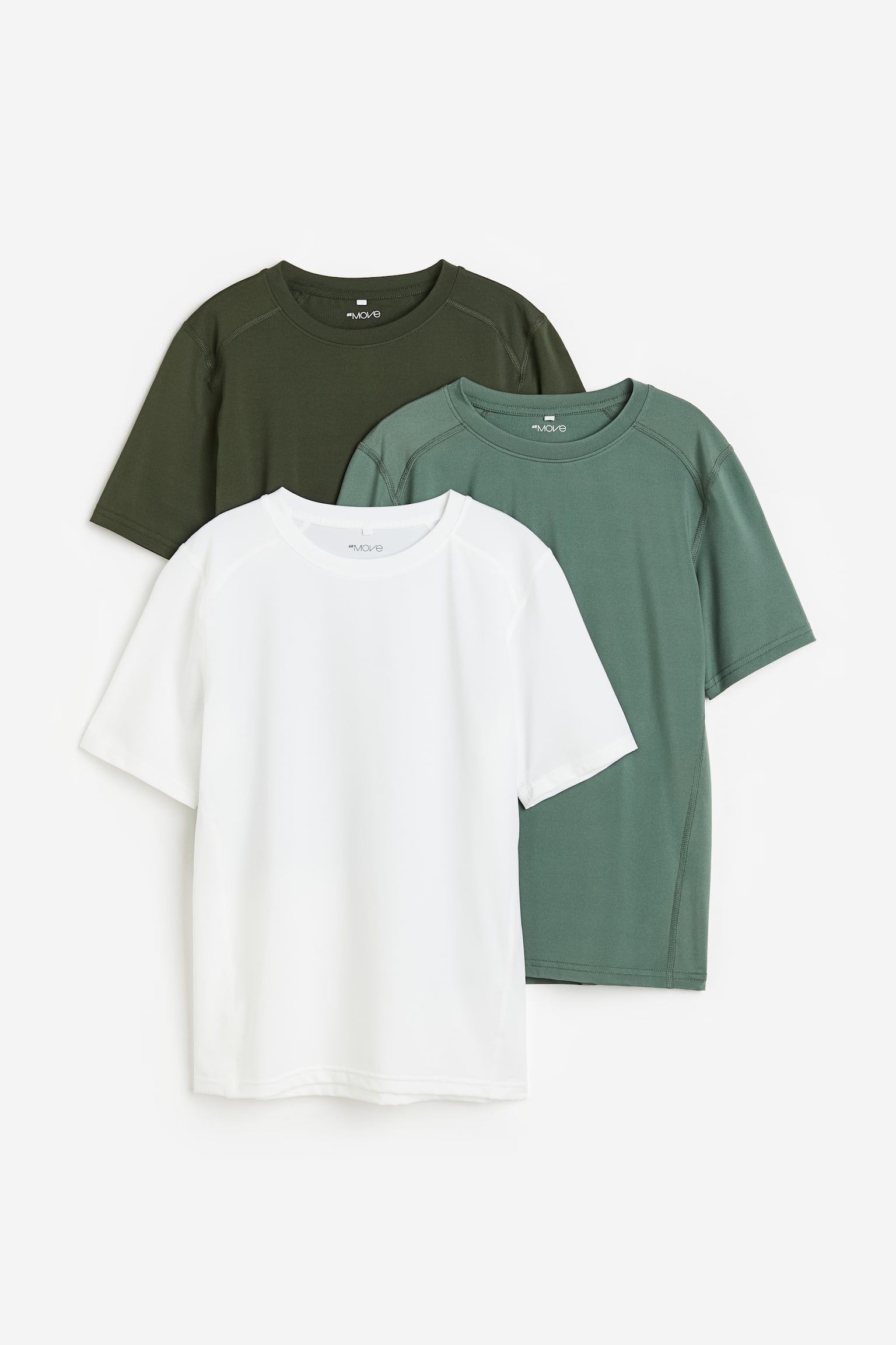 3-pack Activewear Tees in DryMove™ - Sage green/Dark green/White/Dark khaki green/Navy blue/White/Black/Grey marl/Dark blue/White/Khaki green/Tie dye - 1