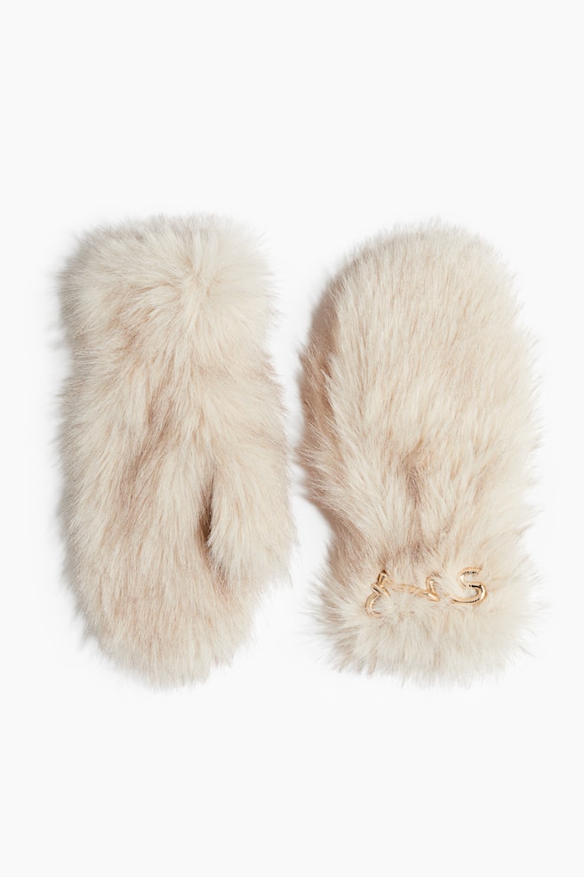 Moufles duveteuses - Beige clair/Beige chiné - 1