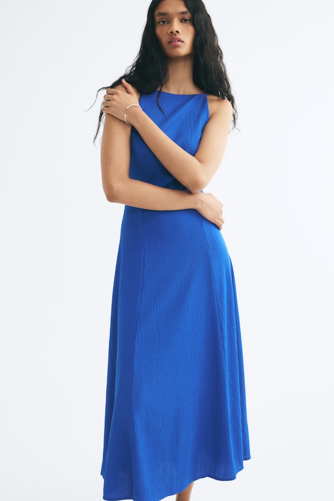 Vestido corrugado con tirantes - Azul oscuro/Verde oscuro - 1