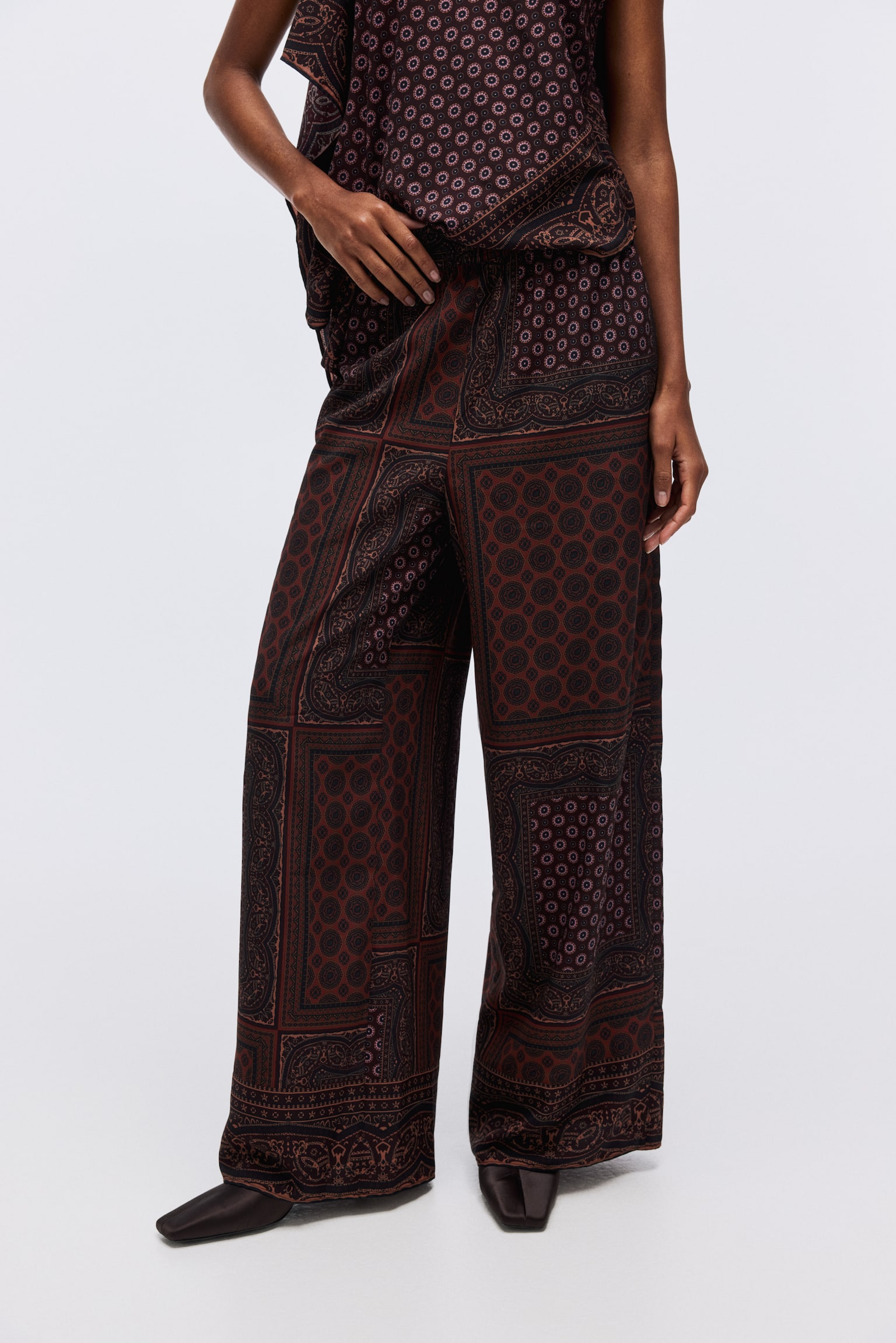 Pull-on trousers - Burgundy/Patterned - 3