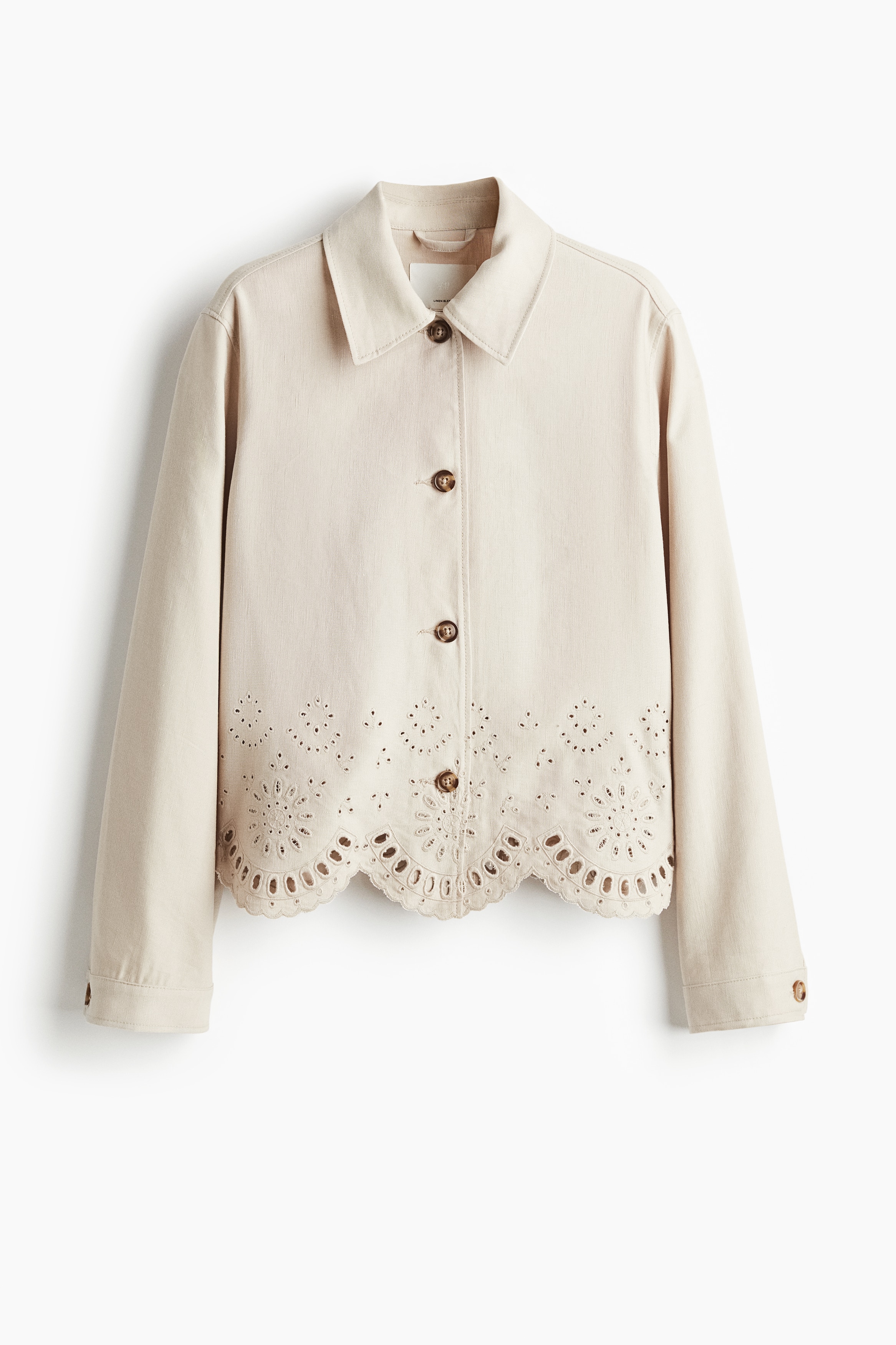 Giacca-camicia in misto lino - Beige/Crema