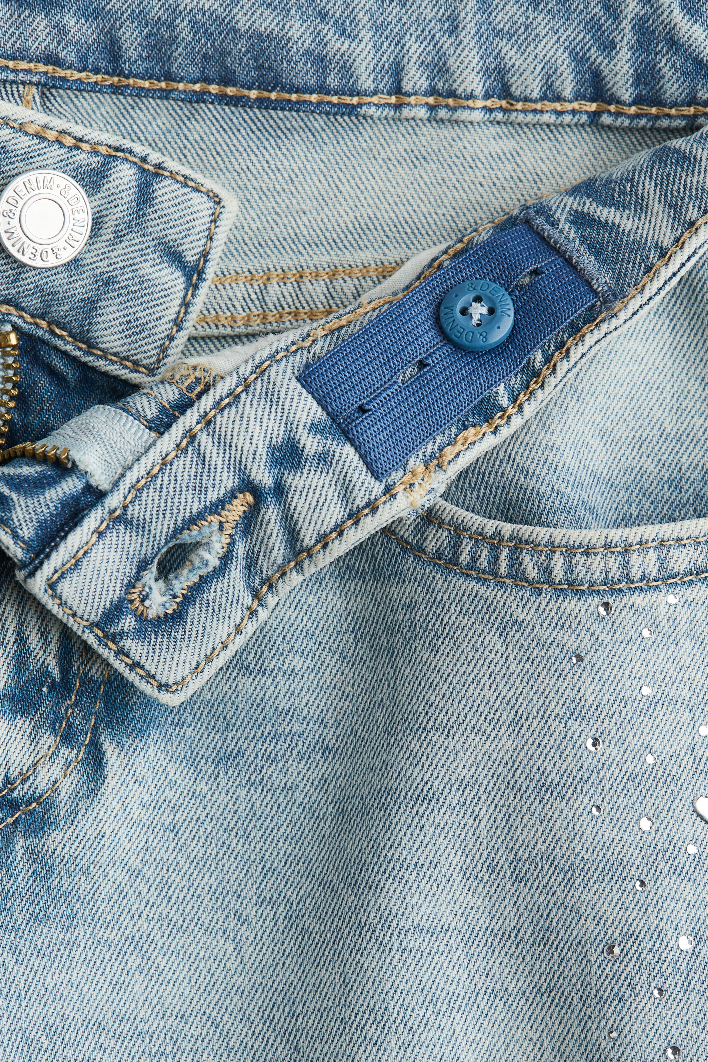 Light gray/rhinestones Relaxed Wide Leg Jeans for kids | H&M US