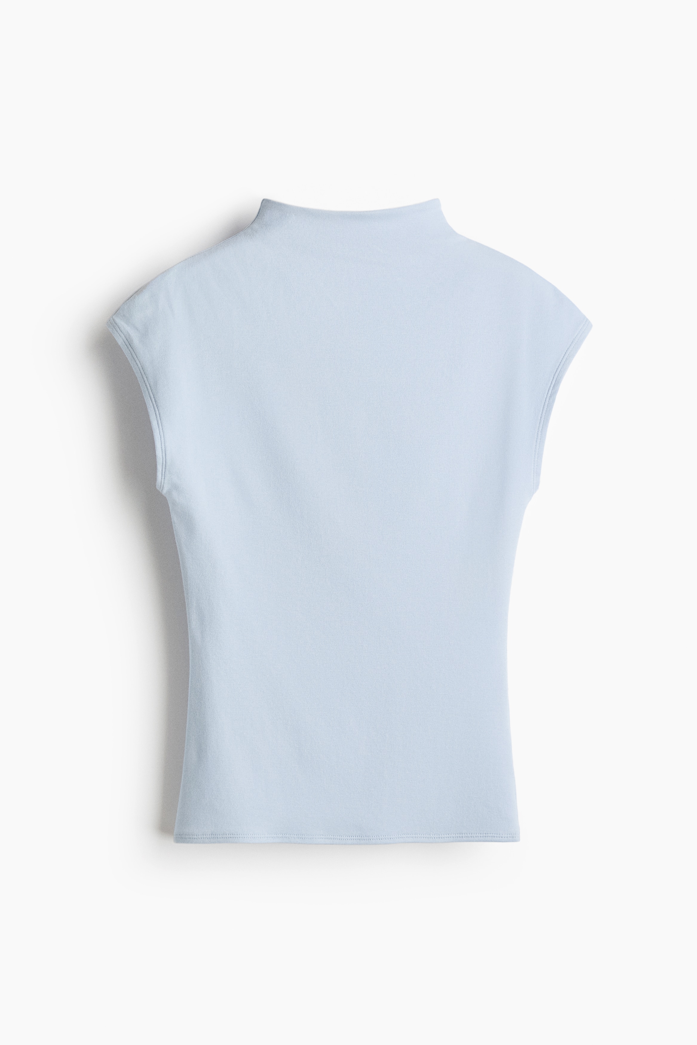 Áo cotton pha cổ đứng - Màu xanh dương nhạt/Màu kem