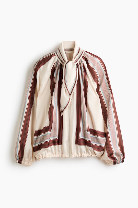 Женские куртки H&M Scarf-Collar Satin Jacket