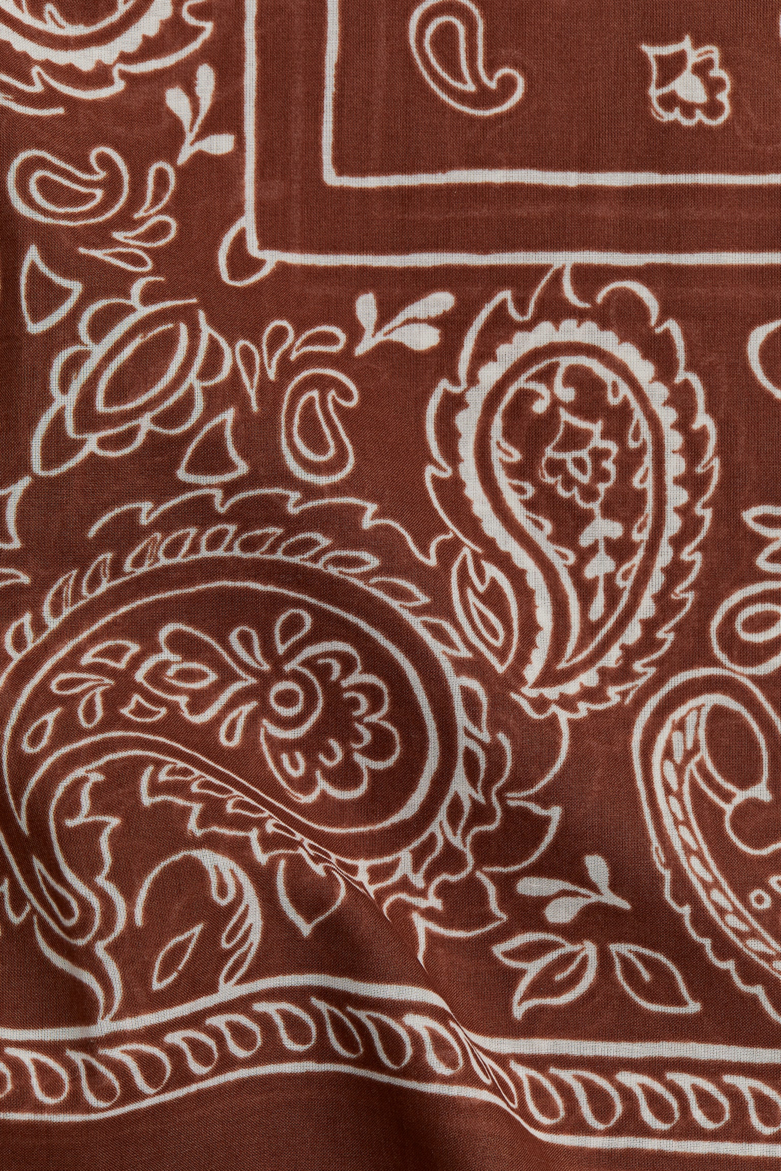 Printed cotton scarf - Brown/Paisley-patterned - 2