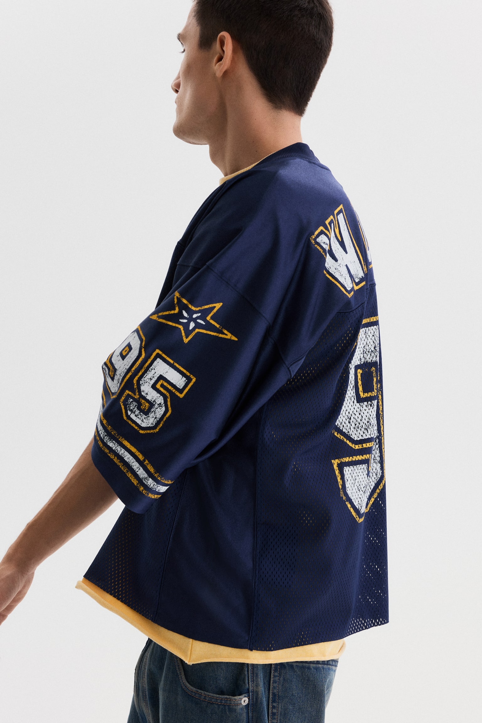 Playera Oversized Fit en malla con diseño - Azul oscuro/W. Coast 95/Negro/22/Blanco/22/Blanco/W. Coast 95 - 6