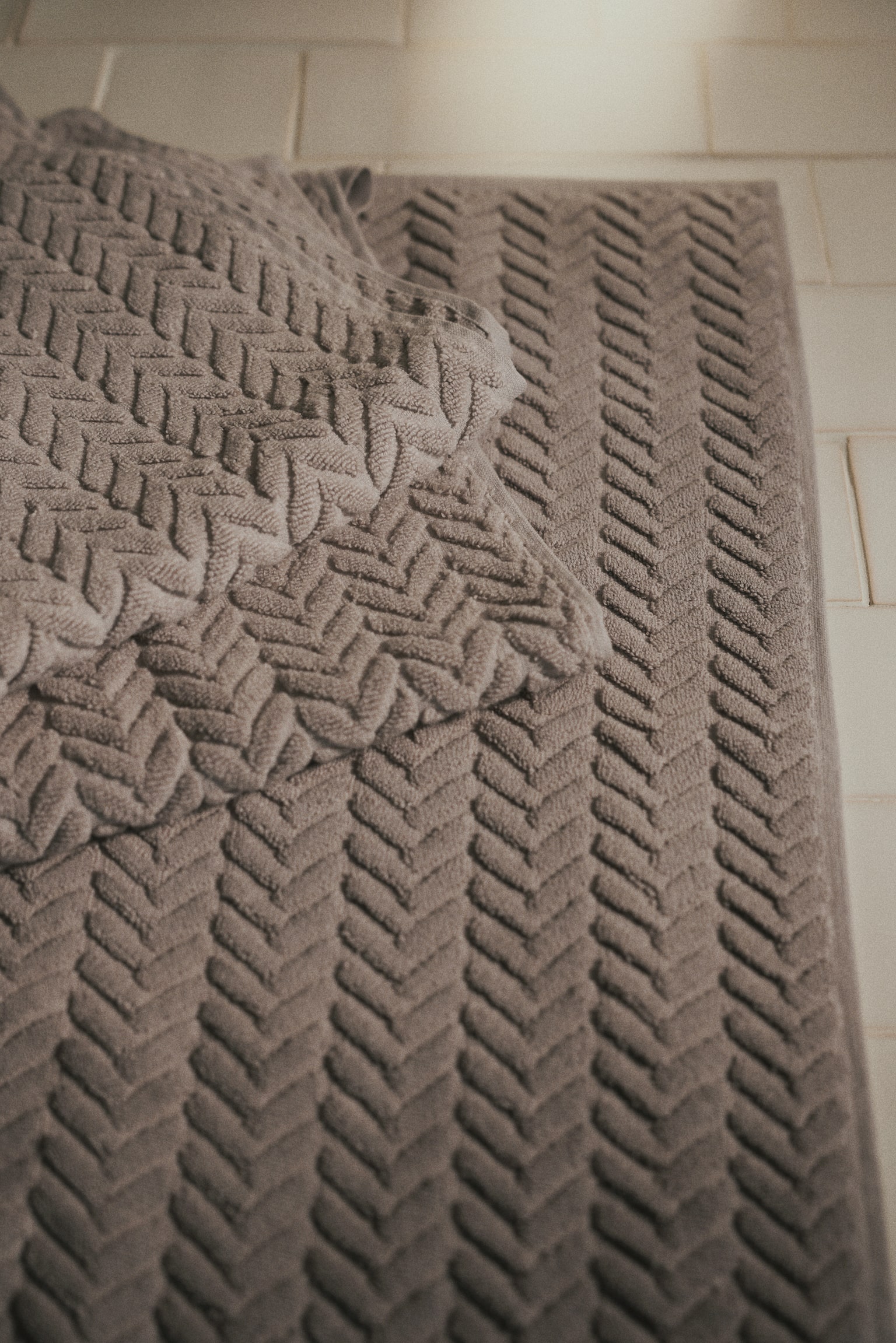 Textured bath mat - Light greige/Mole/Dusty blue/Cream - 1