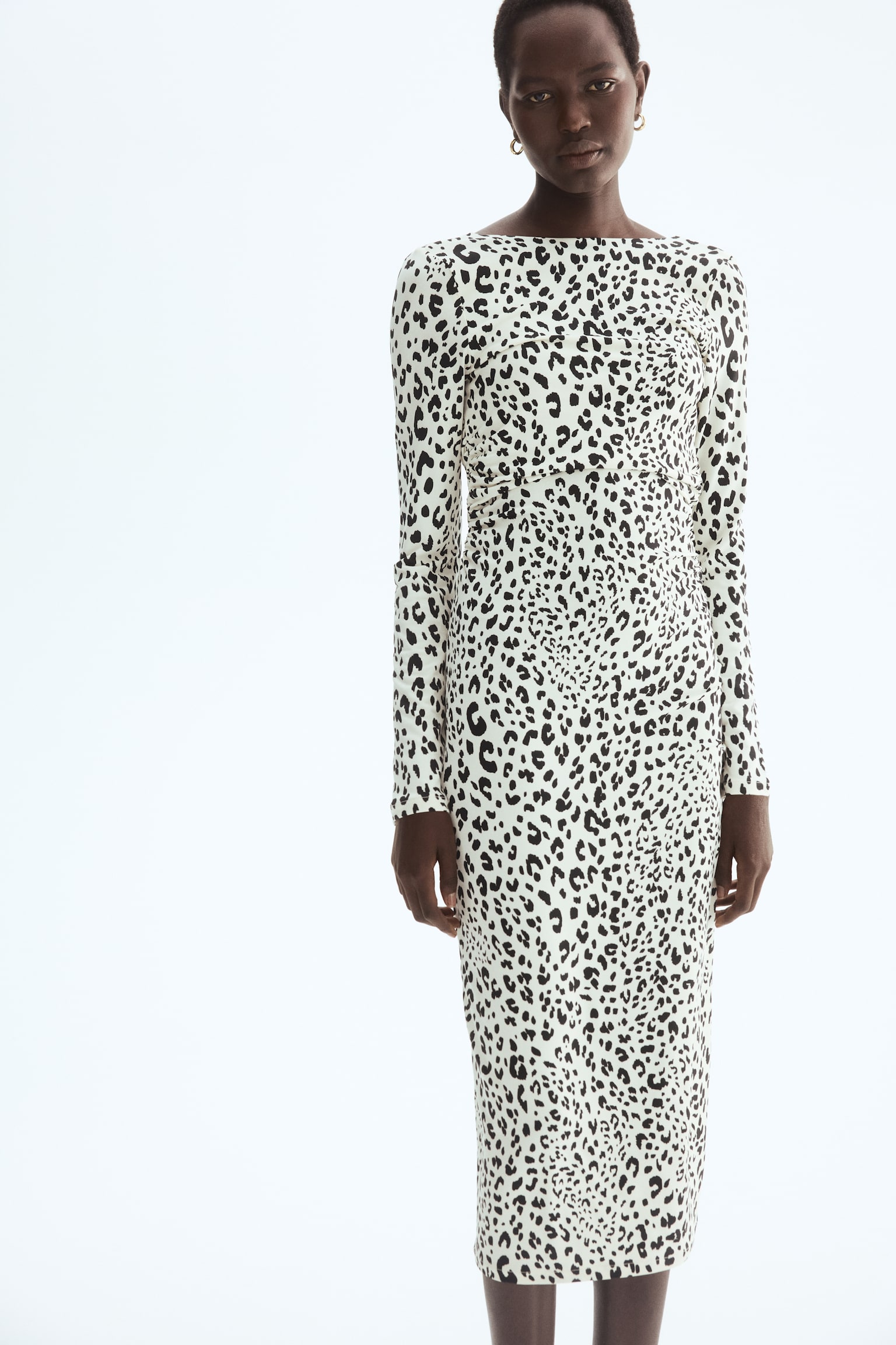 Open-back jersey dress - Cream/Leopard print - 3